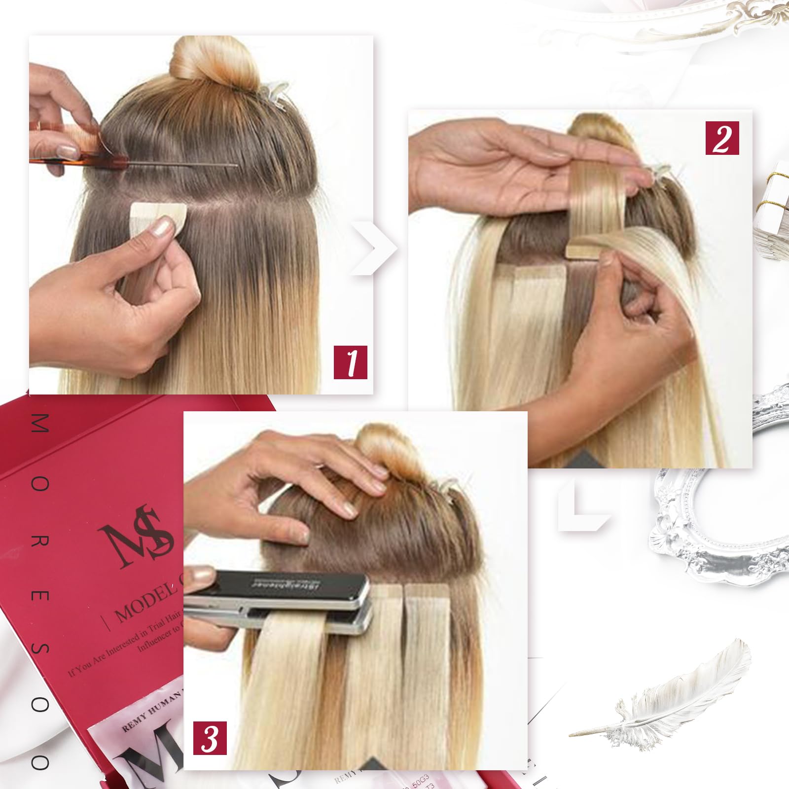 Moresoo Tape In Extensions Ombre 20 Inch Tape In Remy Human Hair Extensions 20Pcs Tape In Hair Extensions Brown To Blonde 4274 B