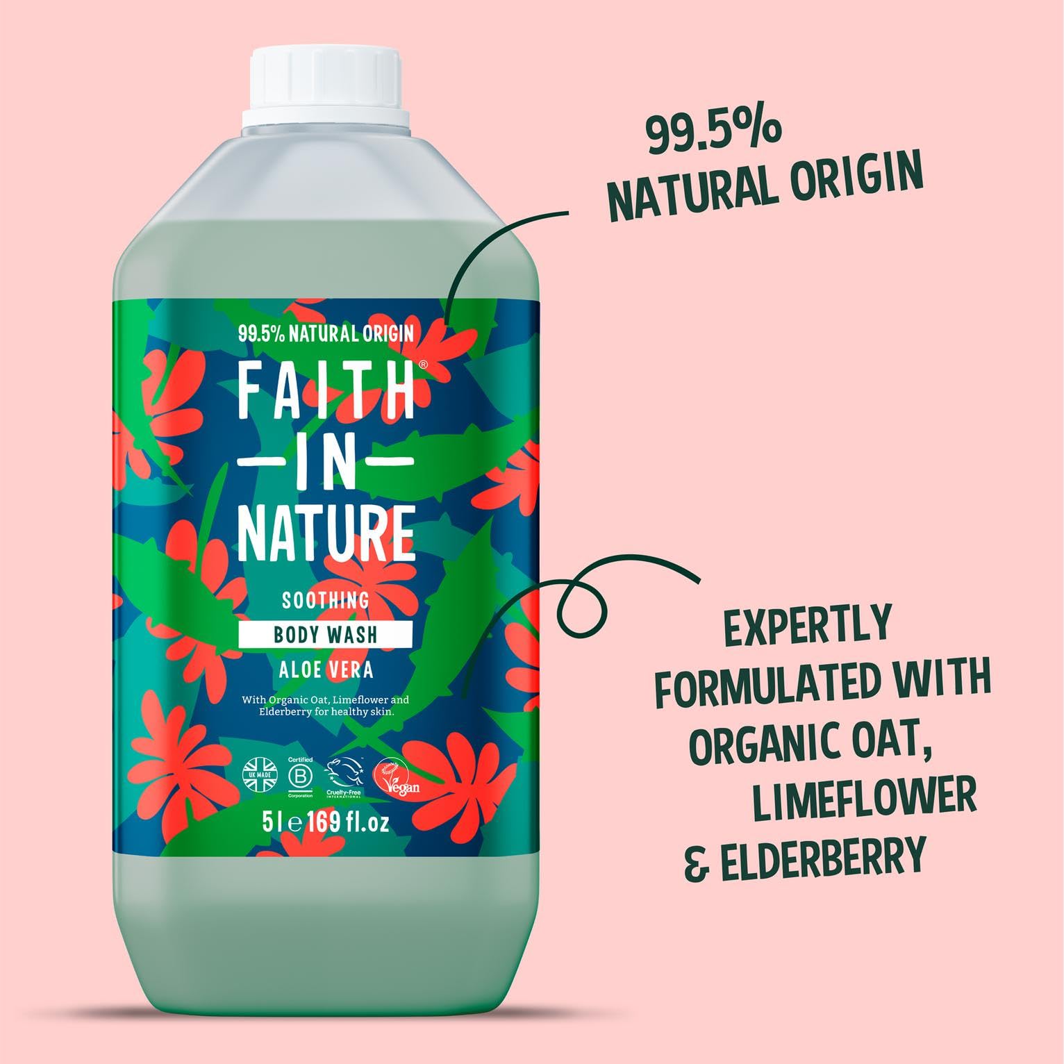 FAITH IN NATURE Natural Body Wash - Vegan & Cruelty Free, No SLS or Parabens - 169 fl oz Refill Pack, Aloe Vera