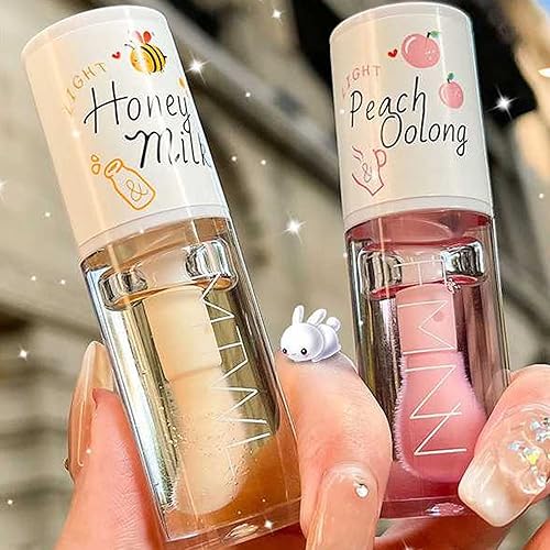 crystal Jelly Moisturizing Lip Oil 2Pcs Hydrating Lip gloss Set Plumping Lip Oil Balm Long Lasting glow Oil Lip care Tools