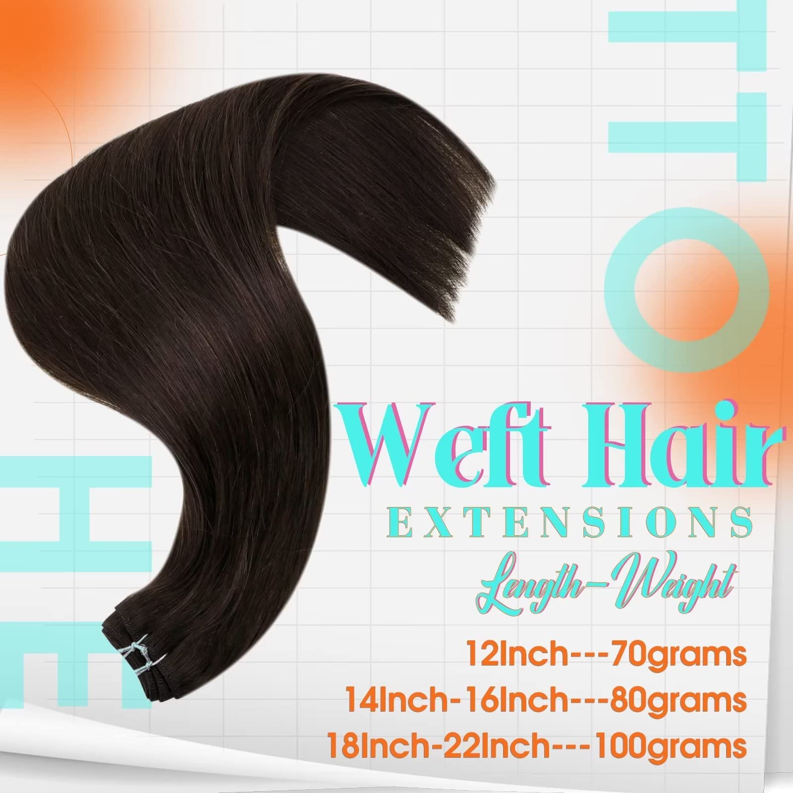 Hetto Brown Weft Hair Extensions Human Hair 20 Inch 100g #2 Darkest Brown Weft Extensions Sew in Human Hair Weft Brazilian Hand