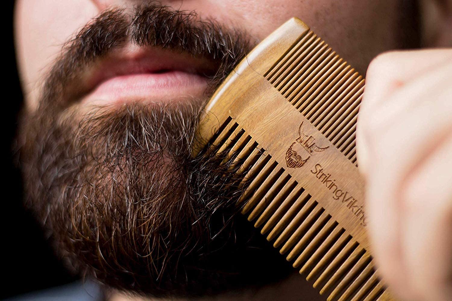 Sandalwood Beard Comb and Case - Pocket Sized Wooden Beard & Mustache Comb with Fine & Coarse Teeth - Perfect for Use with Balms