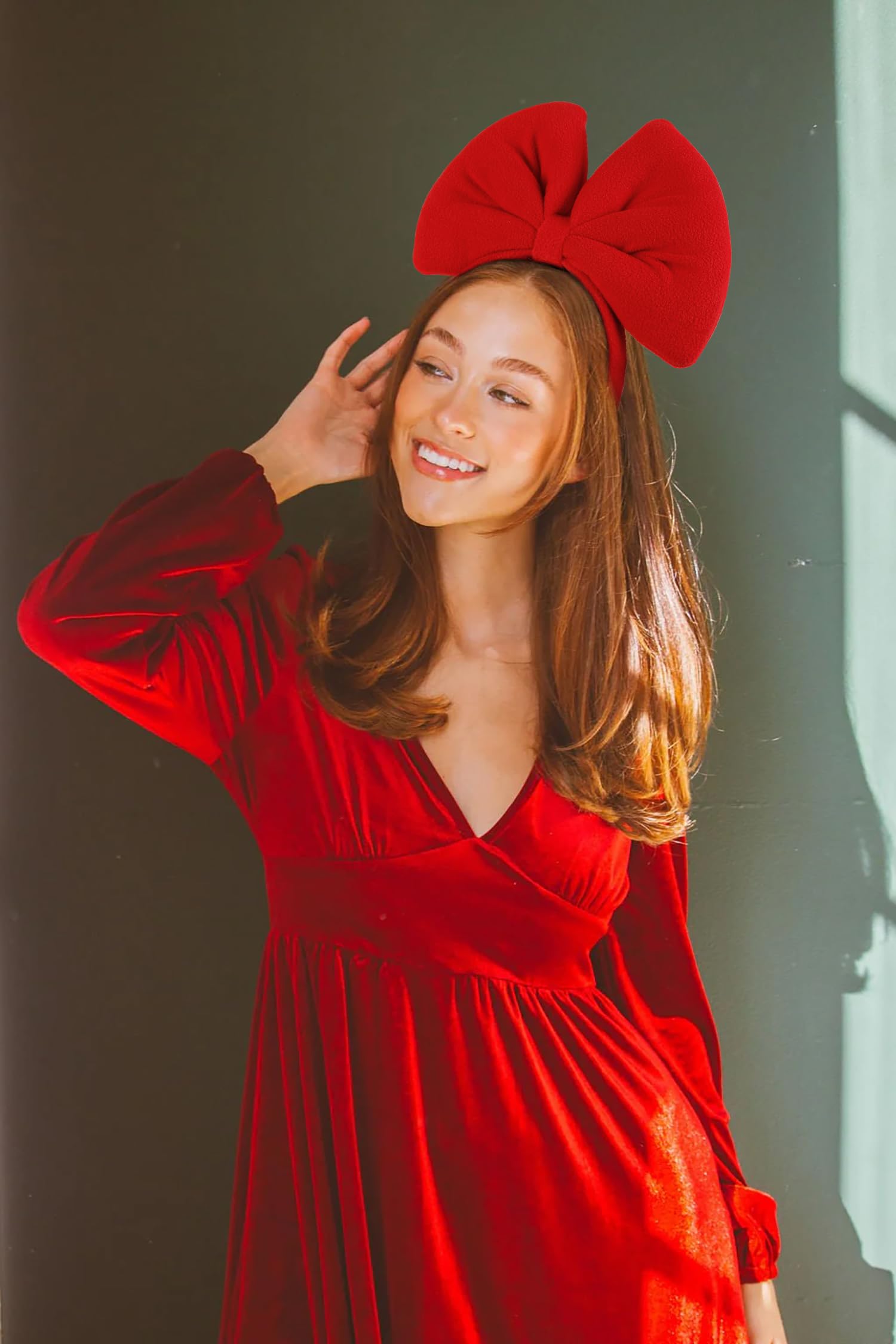 Wovowovo Extra Large Bow Headband For Women Girls Big Bow Hairband Cute Red Bow Head Band Mouse Ear Hair Band Accessory
