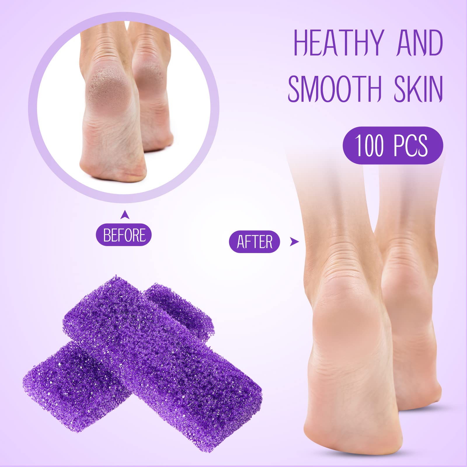Batiyeer 100 Pcs Pumice Stone For Feet Scrubber Dead Skin Disposable Foot Pumice Foot Shower Scrubber Foot Scrubber For Heel Cut
