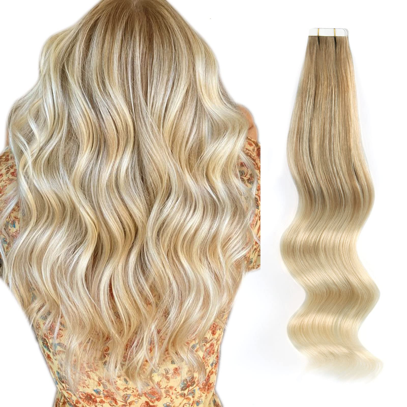 Abh Amazingbeauty Hair Tape In Hair Extension Human Hair Semi-Permanent Balayage Real Remy Human Hair 20Pcs 50G Ash Brown Fading