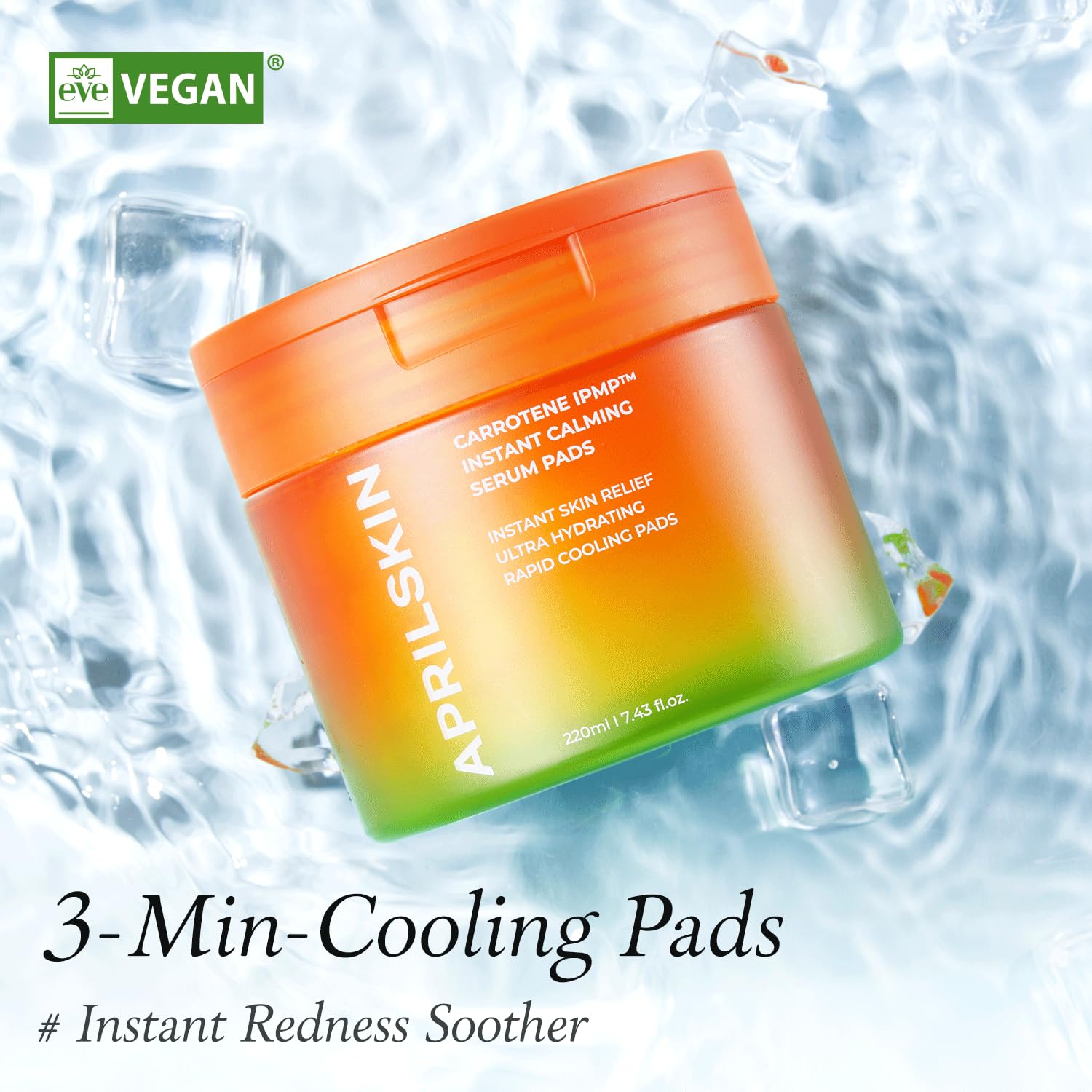 Aprilskin Carrotene Ipmp Instant Calming Serum Toner Pads | 5-Minute Cooling Serum Pads | Vegan, Cruelty-Free | Non-Comedogenic
