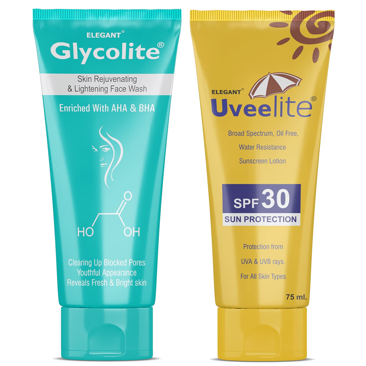 Glycolite Face Care Combo - Face Wash And Sunscreen Spf 30 Lotion | Skin Lightening & Brightening | Protects From Uva & Uvb Rays