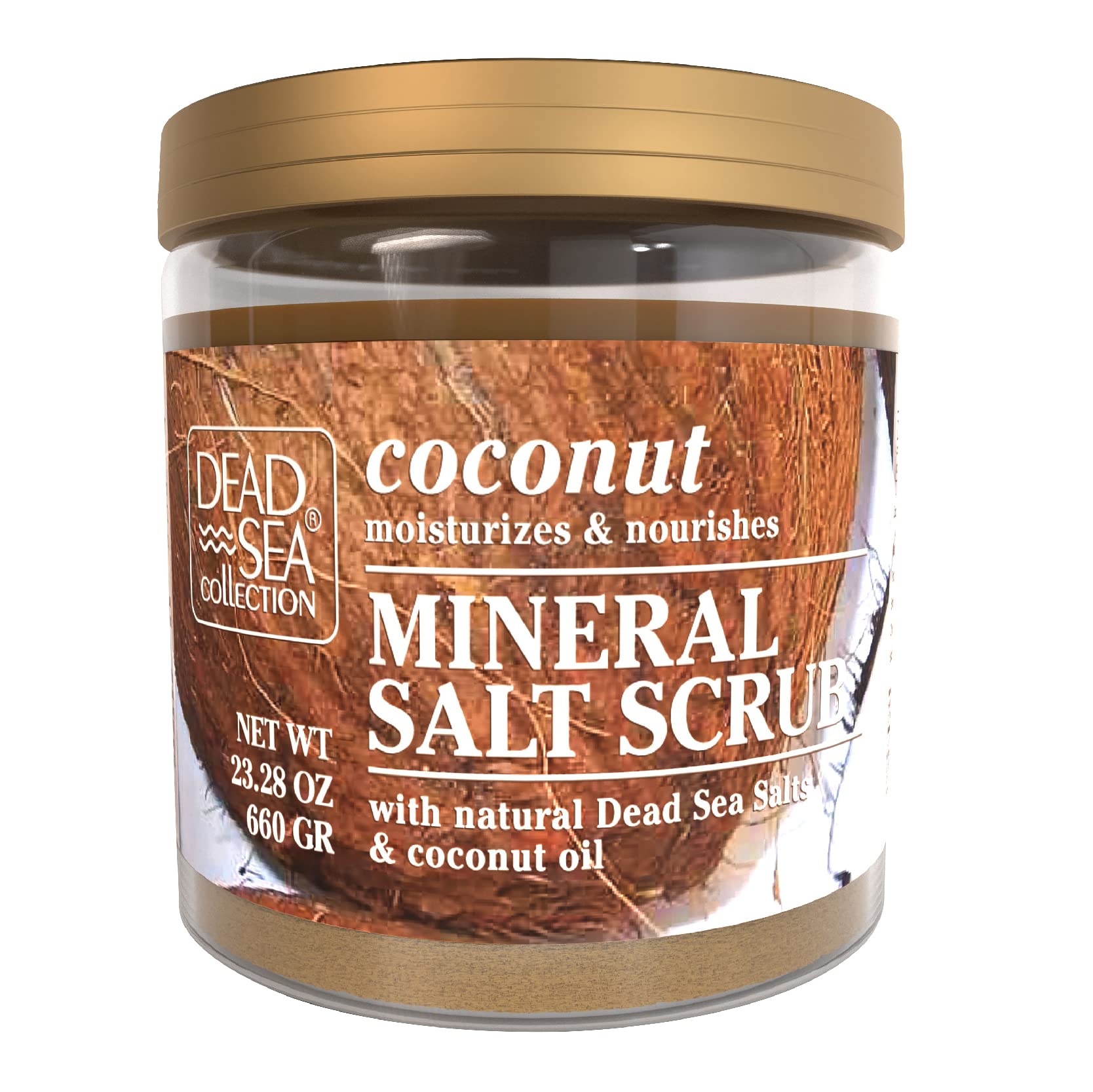 Dead Sea Collection Coconut Salt Scrub - Exfoliating Body Scrub for Women - Moisturizing and Nourishing Skin - with Pure Oils an