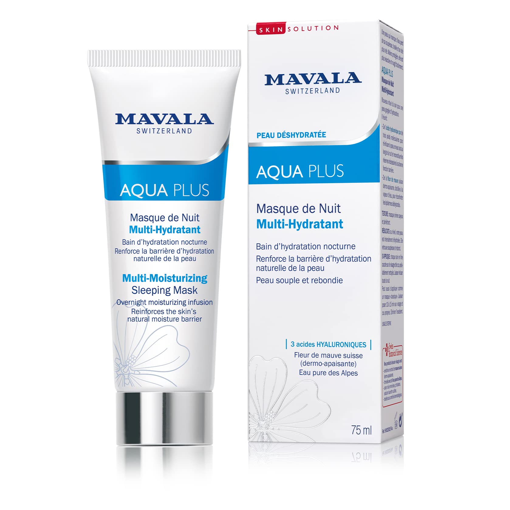 MAVALA AQUA PLUS Multi-Moisturizing Sleeping Mask | Rehydrates, Replenishes, and Reinforces Skin, Overnight Mask | Pure Alpine W