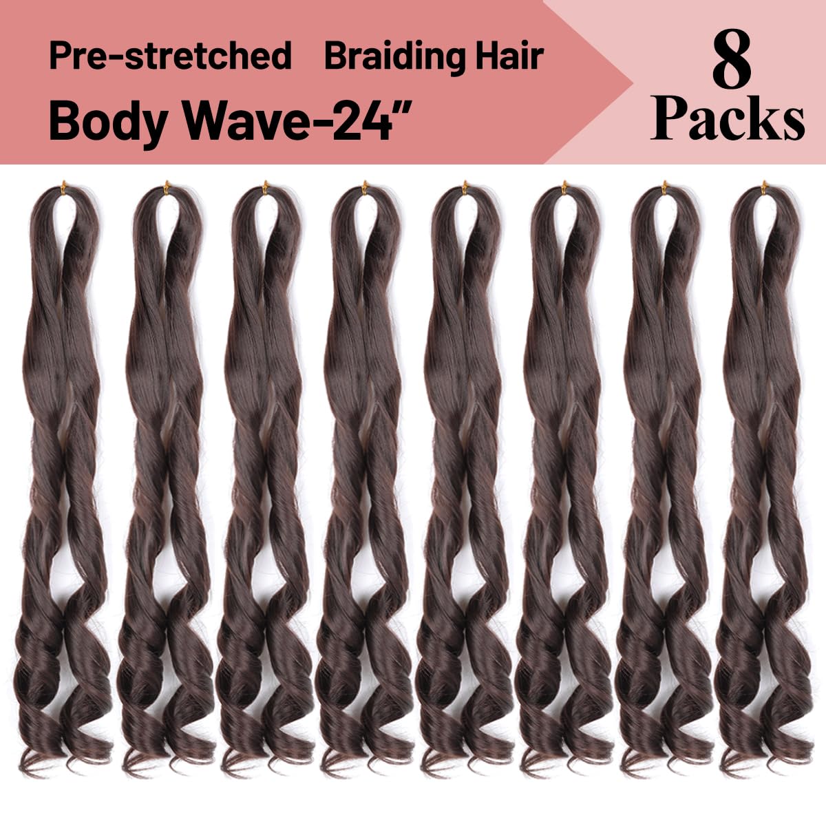French Curly Braiding Hair,#4 Brown Synthetic Bouncy Braiding Hair Extensions 75G/Pack Crochet Hair Extensions 24Inch 8Pack Fren