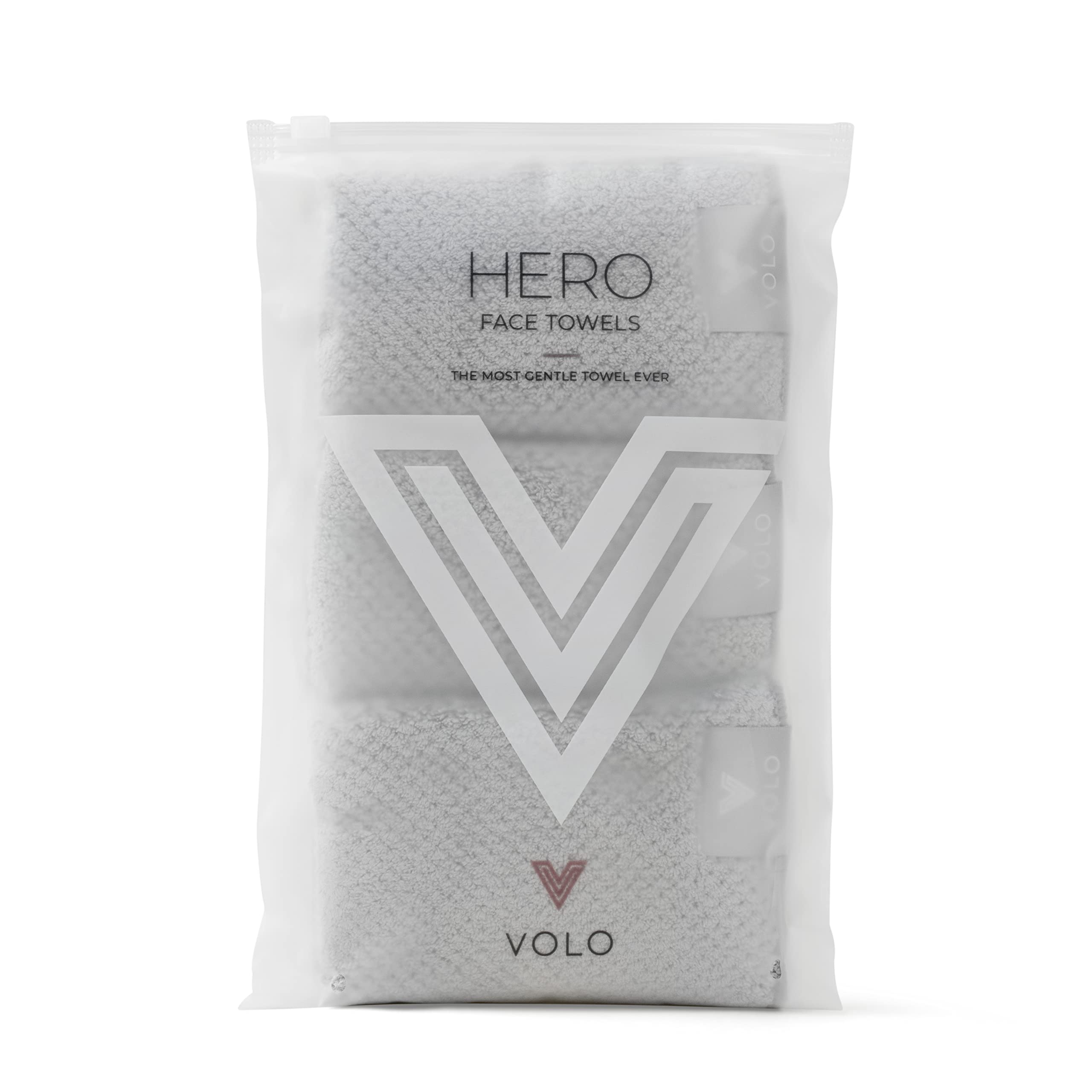Volo Hero Luna Gray Face Towel | Reusable Facial Wash Cloths | Makeup Remover & Post Shower Washcloths | Ultra Soft, Absorbent,