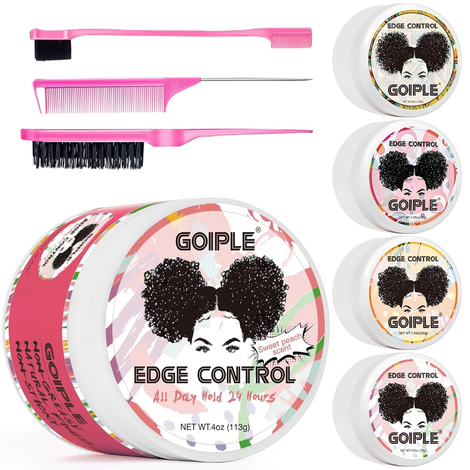 Edge Control Wax For Women Strong Hold Non-Greasy Edge Smoother, Mini Edge Control For Back Hair Edge Brush, No Flaking Water-Ba