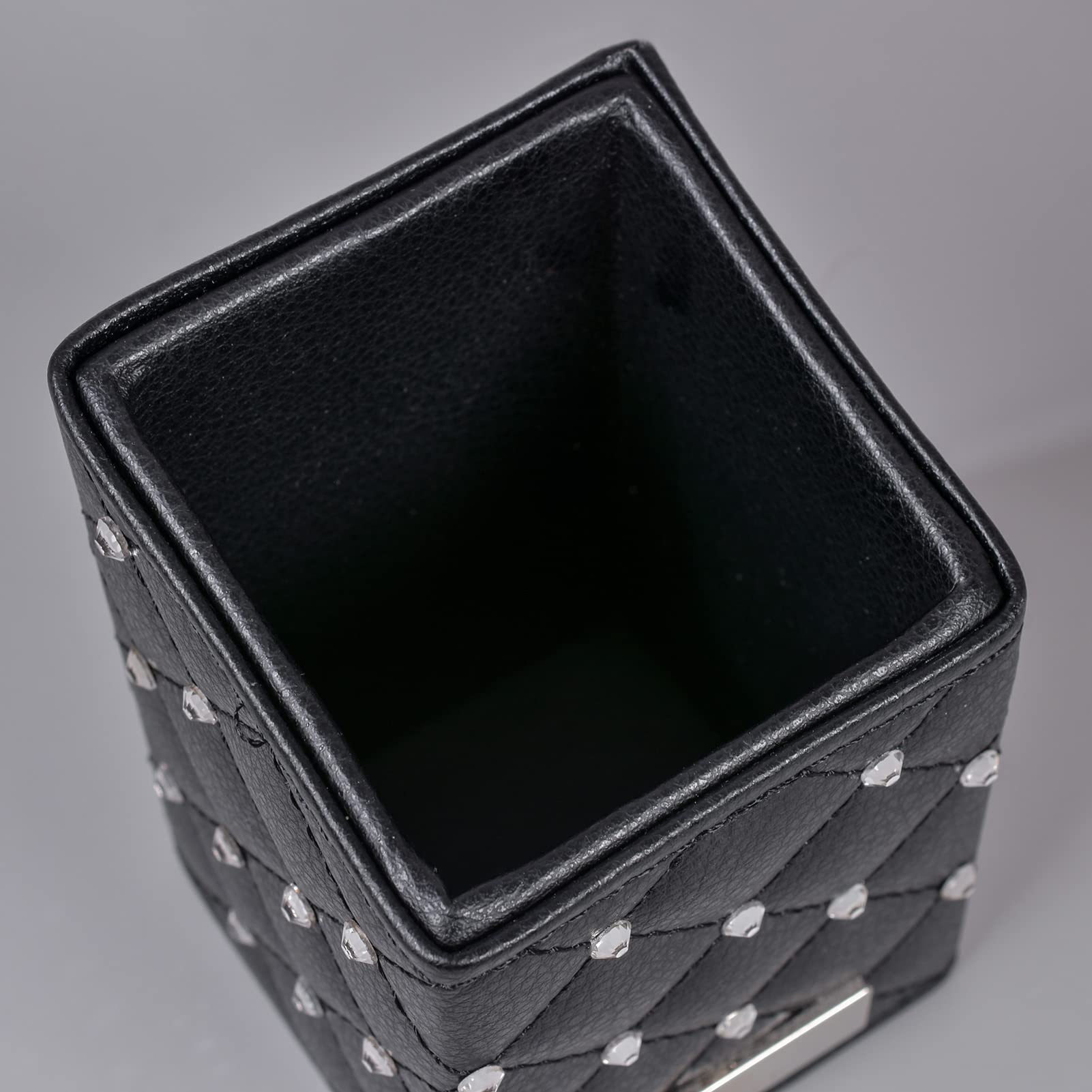 LORYP Makeup Brush Holder Crystal Brushes Cup Black PU Make up Brush Case Bag Storage for Women (Black)
