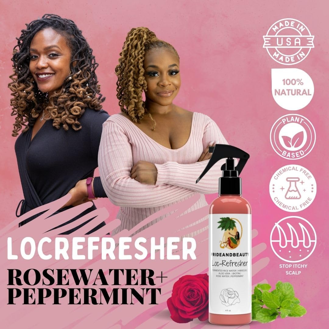 Rose Water For Locs, Dreadlocks, Daily Moisturizing Refreshing Spray, Rose Water For Hair, Rosewater and Peppermint Hair Scalp M