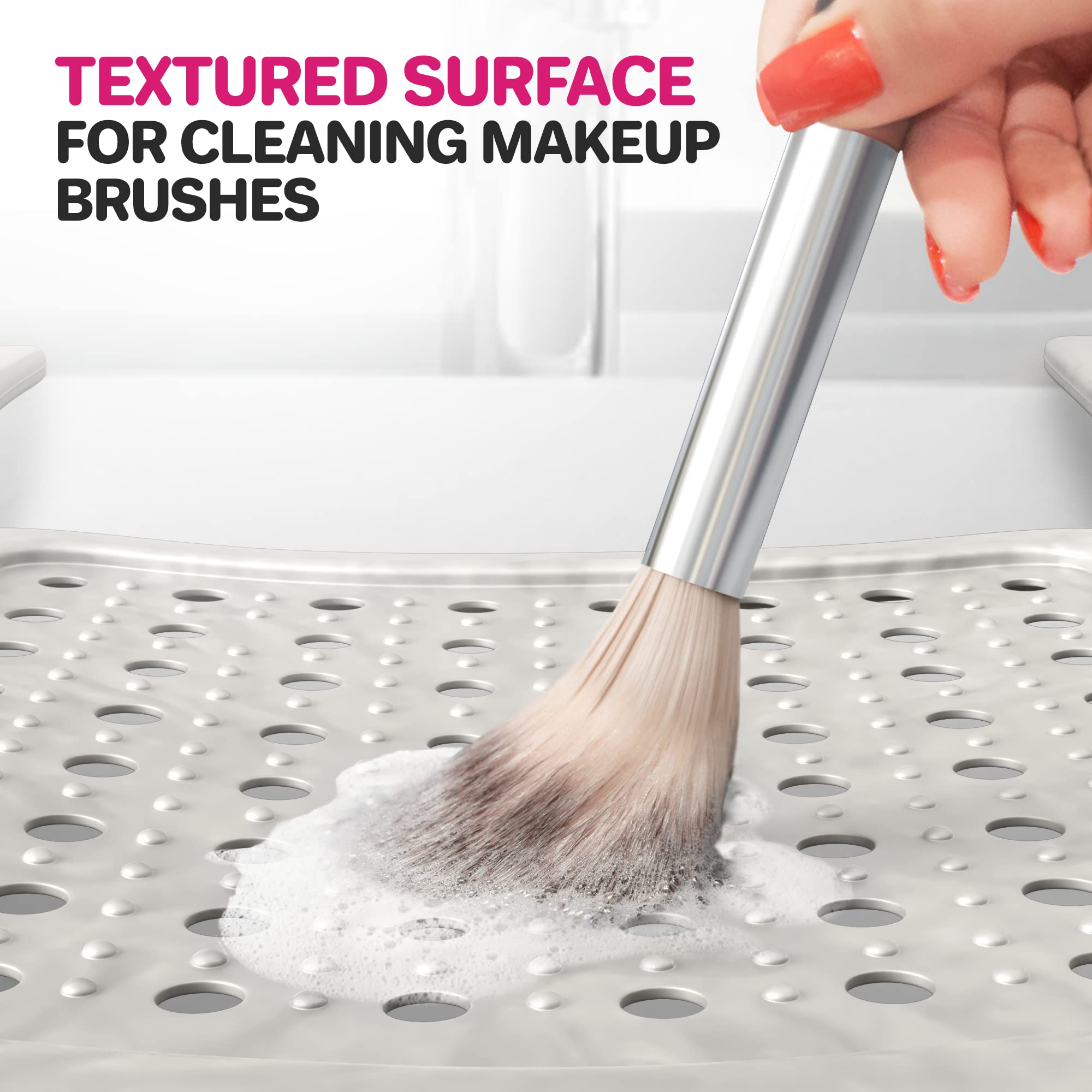 Sink Topper - Compact Foldable With Hanging Loop, Silicone Beauty Makeup Brush Cleaning Mat, Heat Resistant For Beauty Tools, Ba