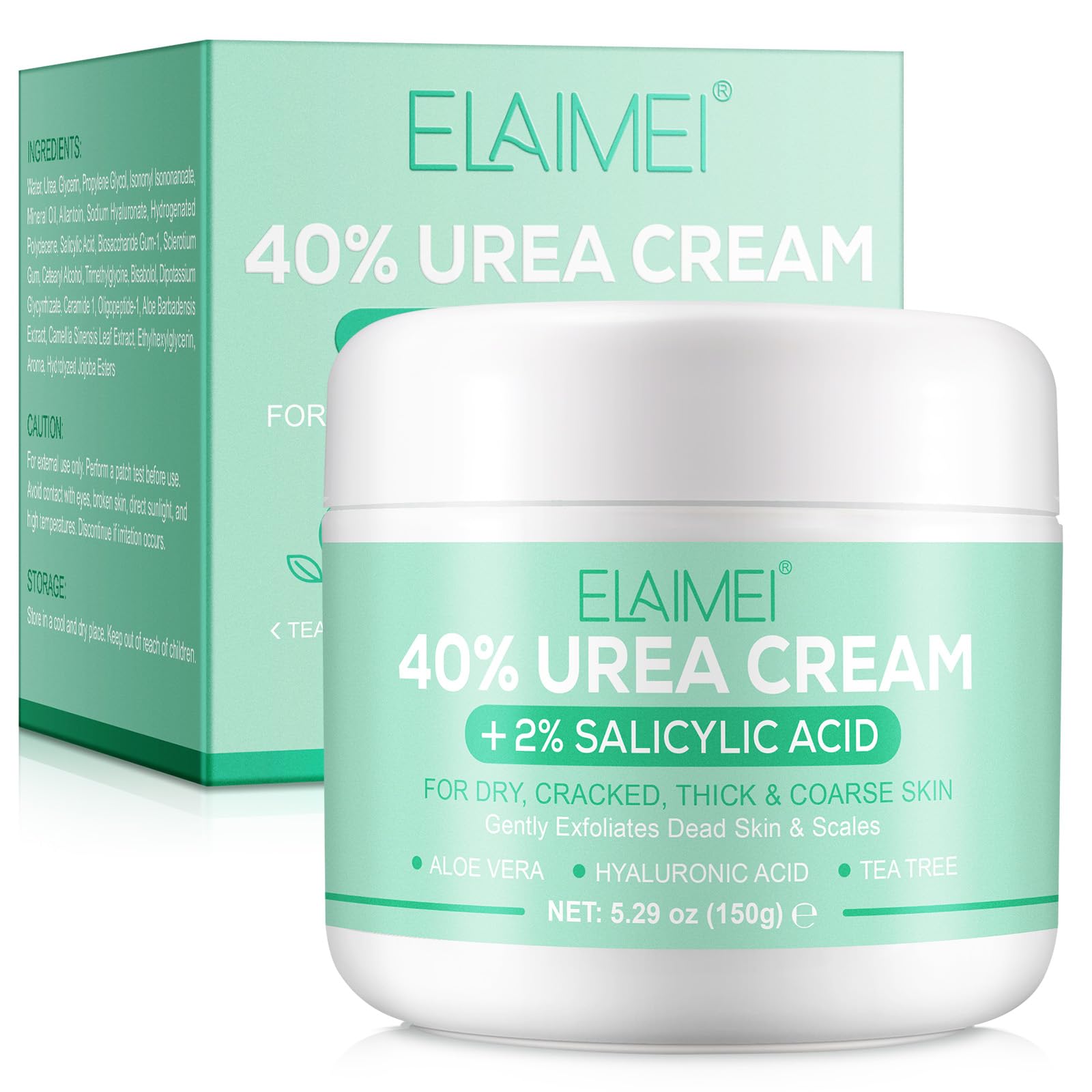 Urea Cream 40 Percent For Feet Maximum Strength,40% Urea Cream Plus 2% Salicylic Acid with Hyaluronic Acid,Tea Tree,and Aloe Ver