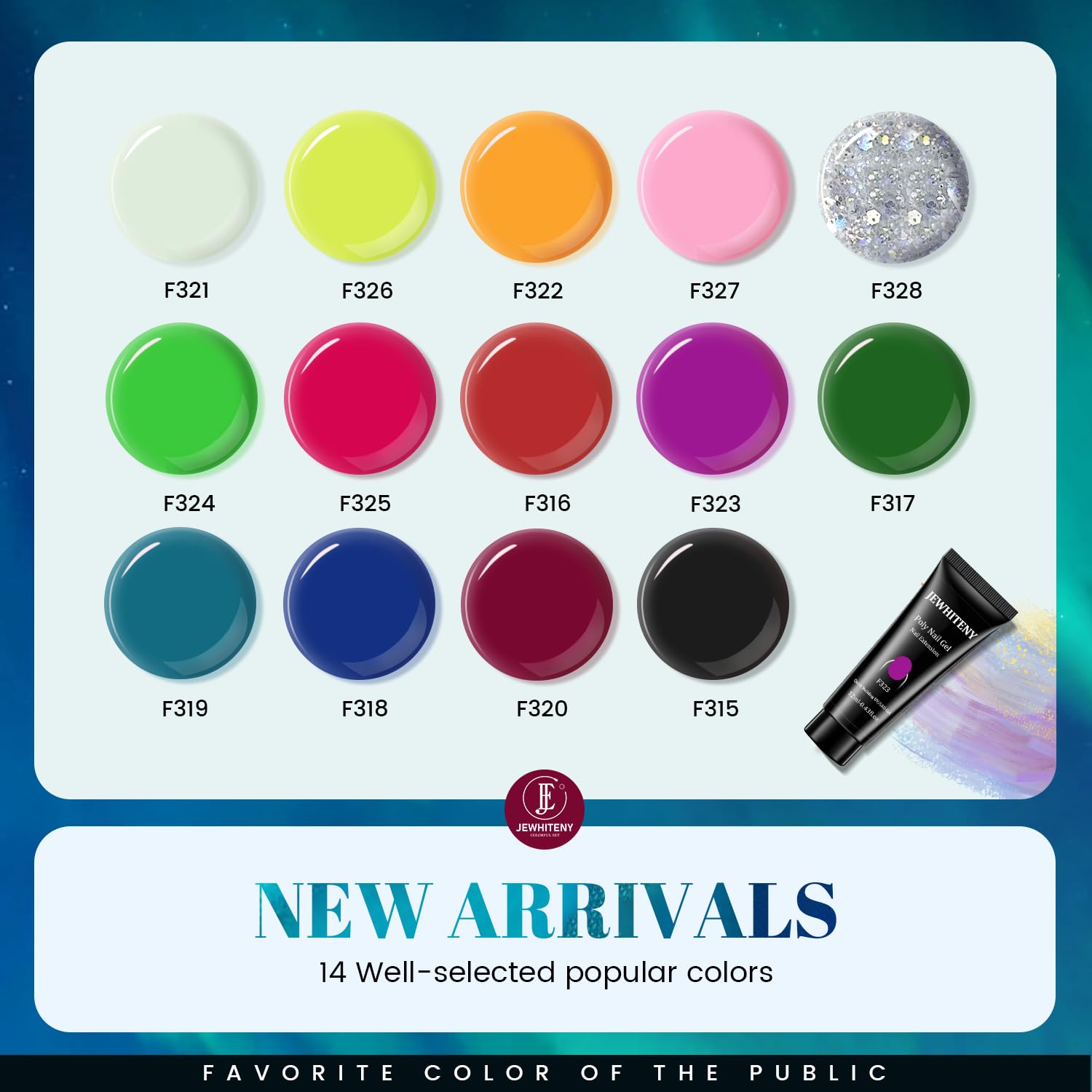 Jewhiteny 14 Colors Poly Nail Gel Kit With Nail Lamp Poly Nail Extension Gel All-In-One Kit Builder Nail Gel Nail Strengthen Nai