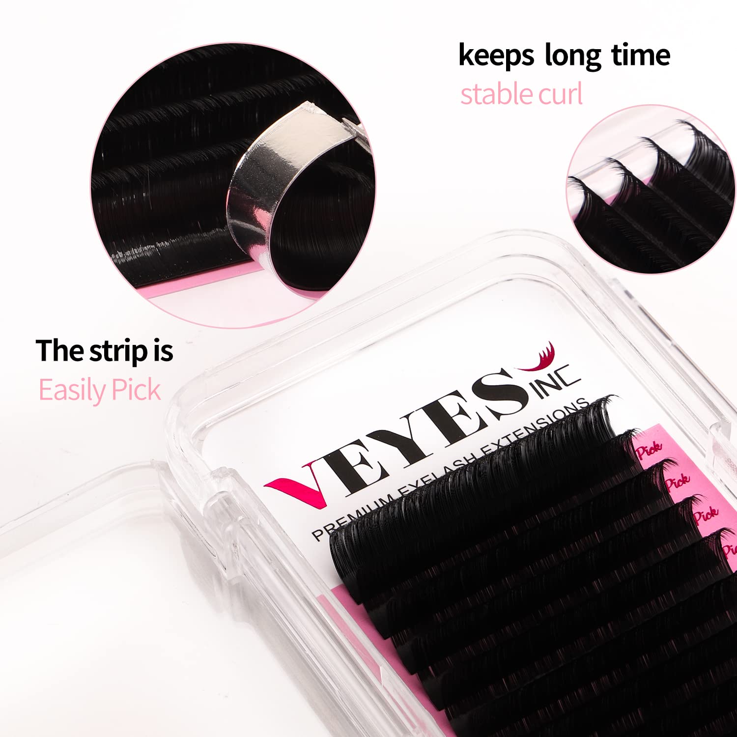 Veyes Inc Classic Volume Lash Extensions 0.03-0.20 J/B/L/C/Cc/D/Dd Curl 5-25Mm Mixed & Single Length Tray, Premium Silk Eyelashe