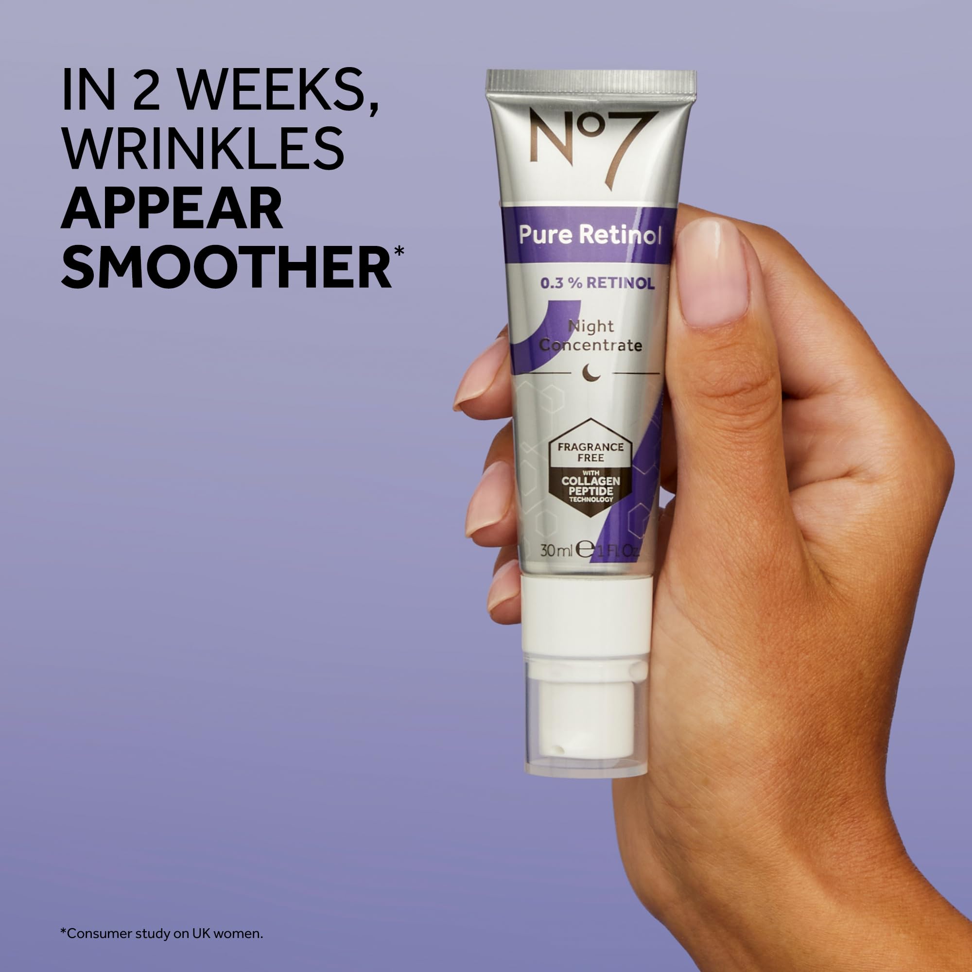 No7 Advanced Retinol Complex Night Concentrate - Slow Release Retinol Serum Complex + Peptide Matrixyl 3000+ Boosted Overnight A