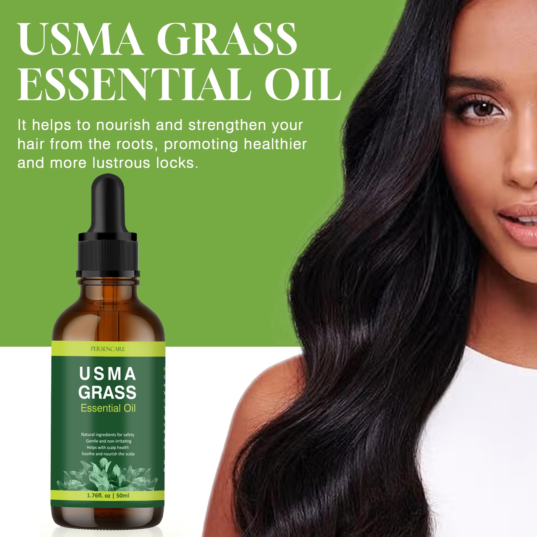 VAEYAE Natural Usma Juice Essential Oil, Usman Grass Polygonum Multiflorum for Hair Growth, Man and Woman Gray Hair Reverse Thic