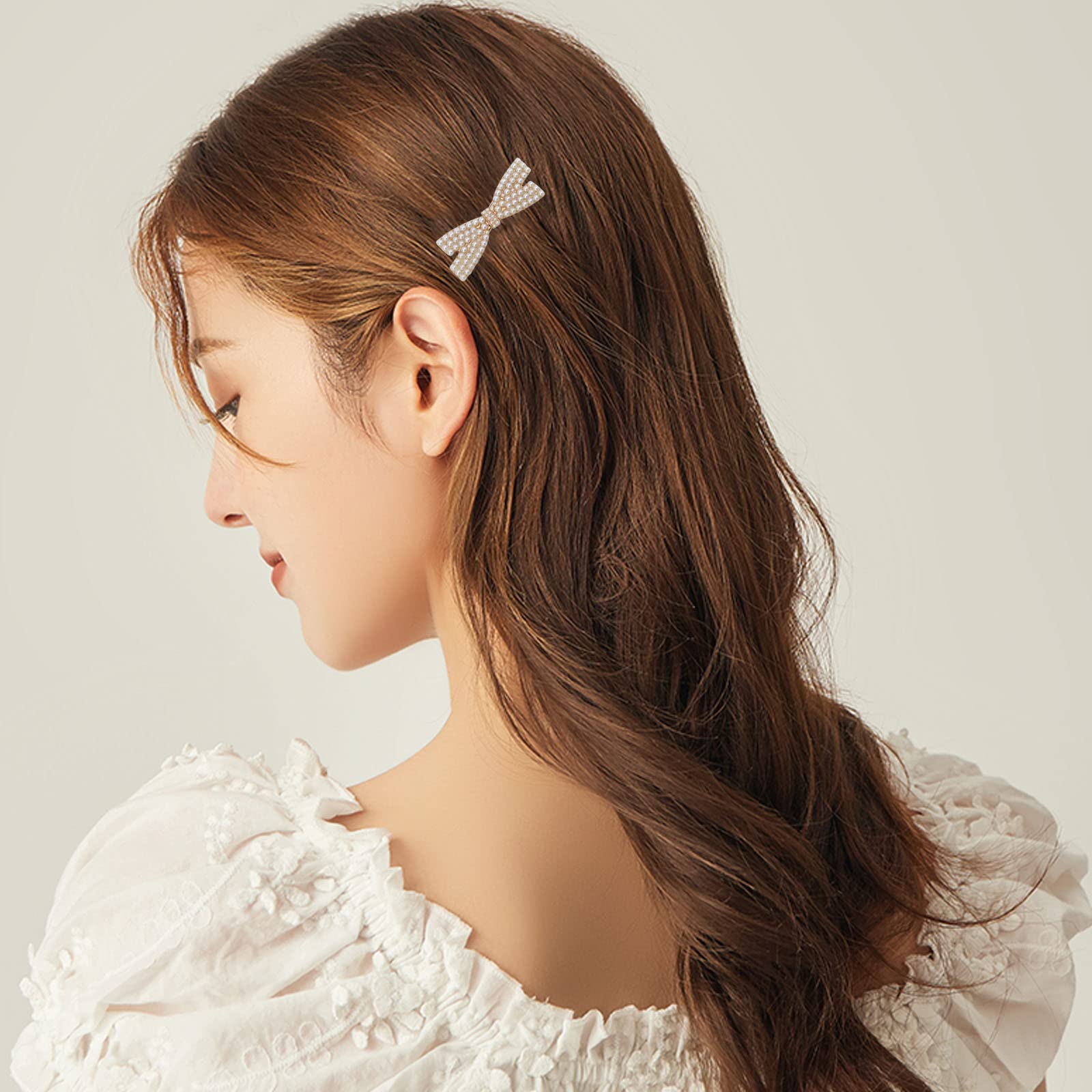 10 Pcs Pearl Bow Hair Clips Duckbill Hair Claw Clips Gold Metal Hair Clip Elegant Cute Hair Pins Hair Accessories Headwear Styli