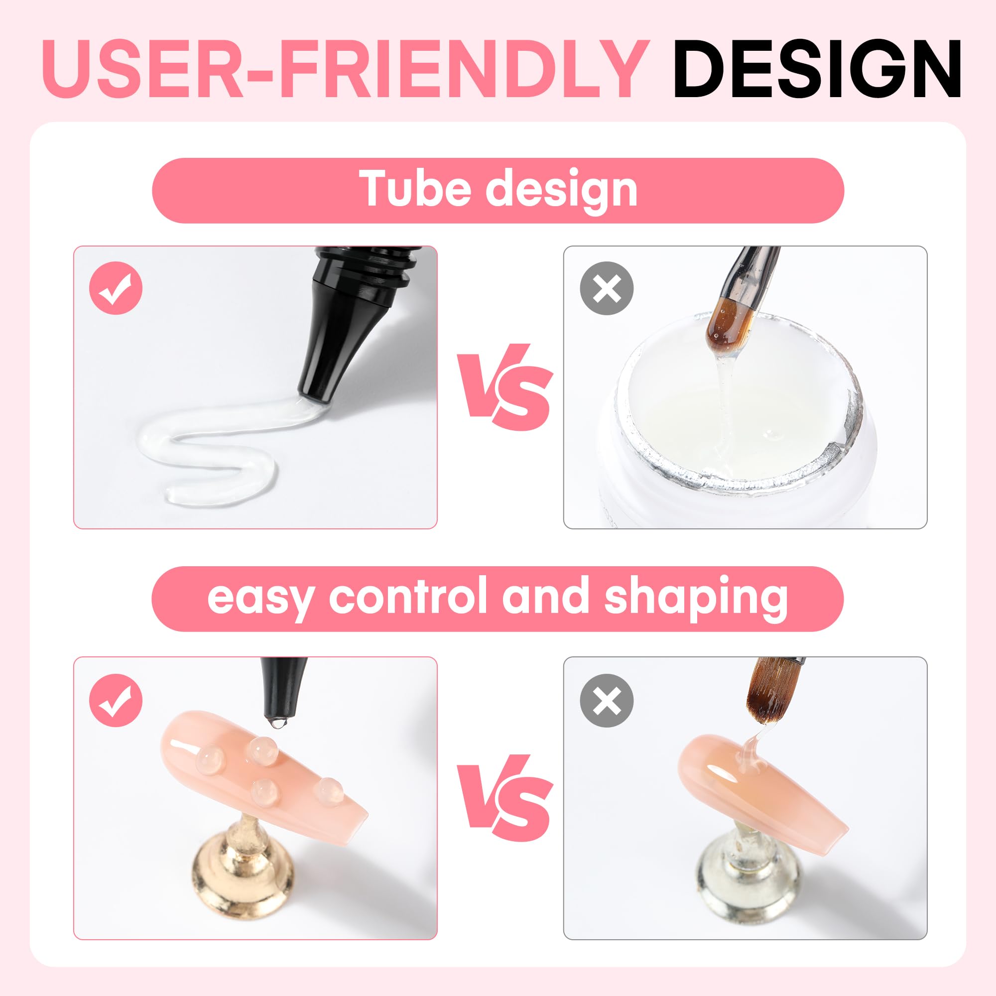 Una Gella 3D Gel Nail Art, Sculpting Gel Nail Glue 15G For Nail Tips, Chrome Nail Powder And Nail Charms, 4 In 1 No Wipe Clear G