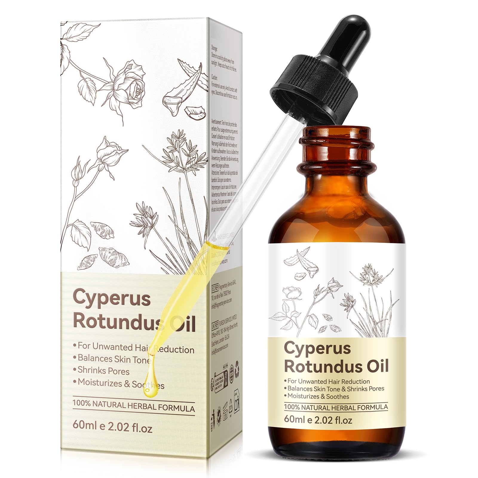 Cyperus Rotundus Oil Cyperus Rotundus Oil for Hair Removal, Herbal Formula Reduces Unwanted Body Hair, Moisturizes Skin Shrinks