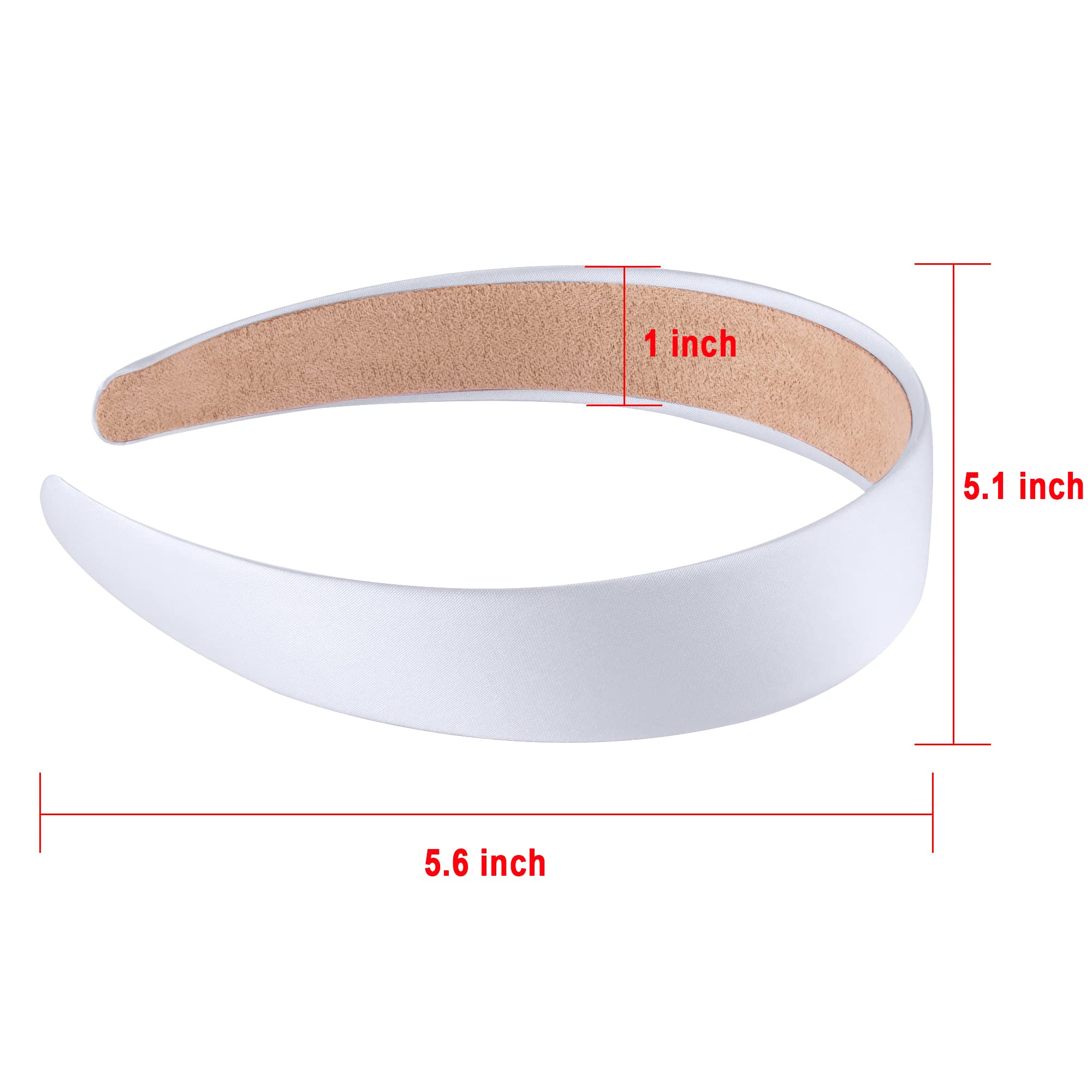 Siquk 30 Pieces Satin Headbands White Hard Headband 1 Inch Hair Headband Set Diy Hard Satin Headband For Women And Girls
