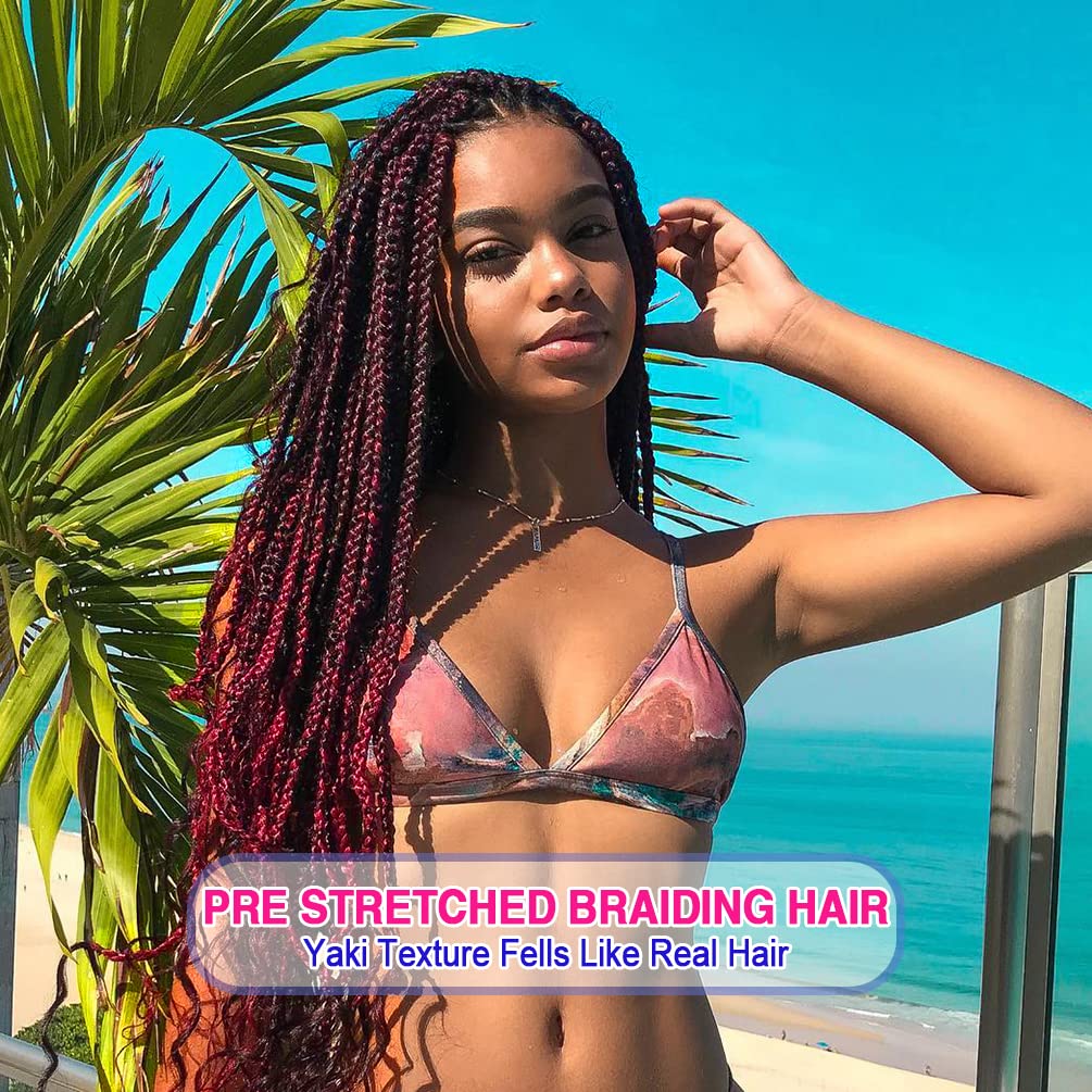 8 Pack Ombre Braiding Hair Pre Stretched - 36 '' 110G/Pack Premium Pre Stretched Braiding Hair Extensions, Professional Itch Fre