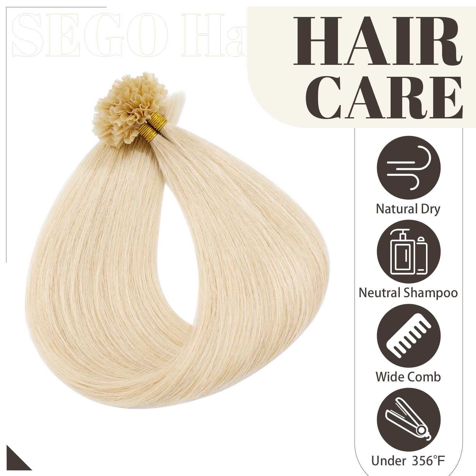 Sego U Tip Human Hair Extensions Pre Bonded Nail Tip Remy Hair Extensions Highlight Keratin Fushion Silky Straight Hair Extensio
