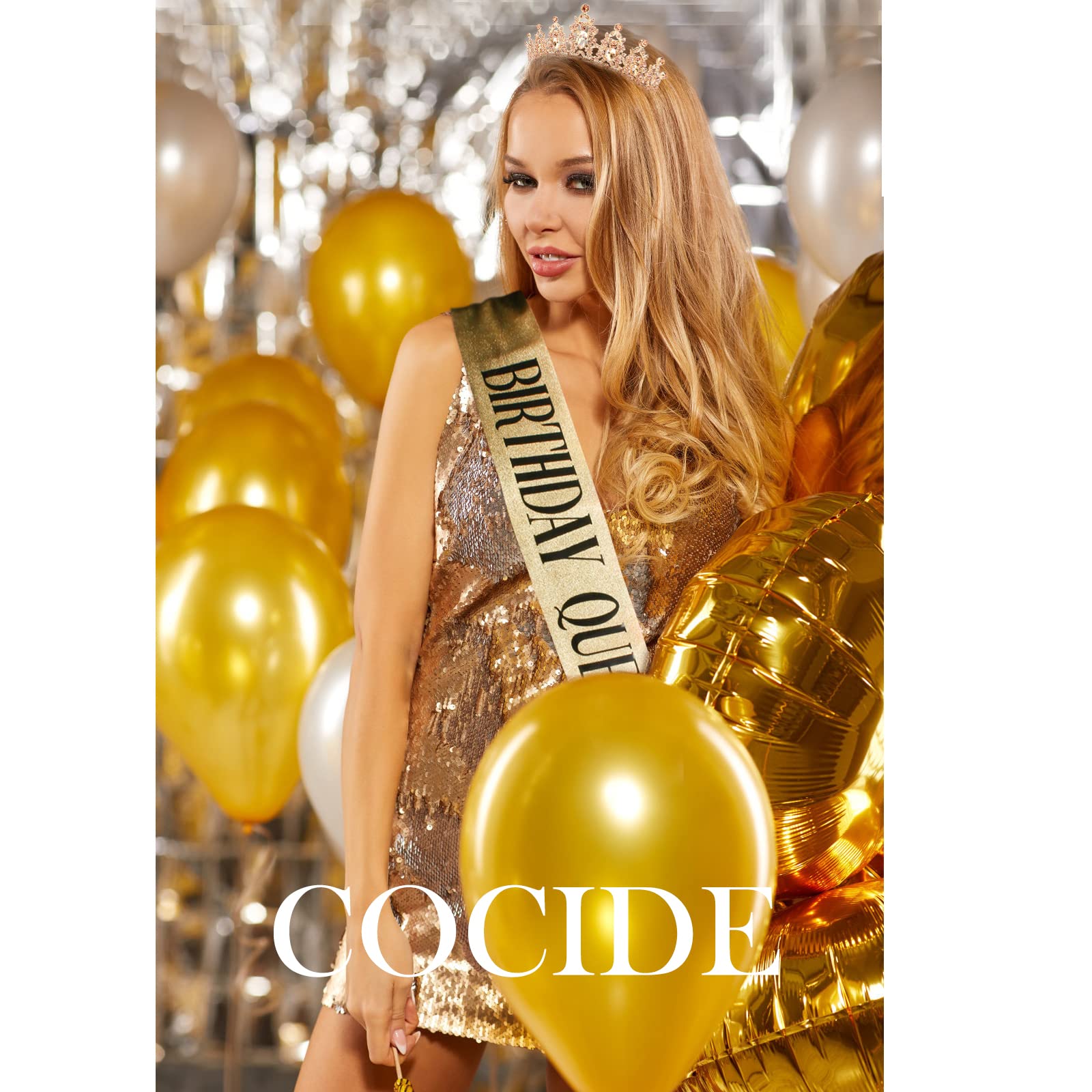 'Birthday Queen'' Sash And Tiara For Women Crystal Tiara And Satin Kit For Girl Rhinestones Crown With Comb Glitter Hair Access
