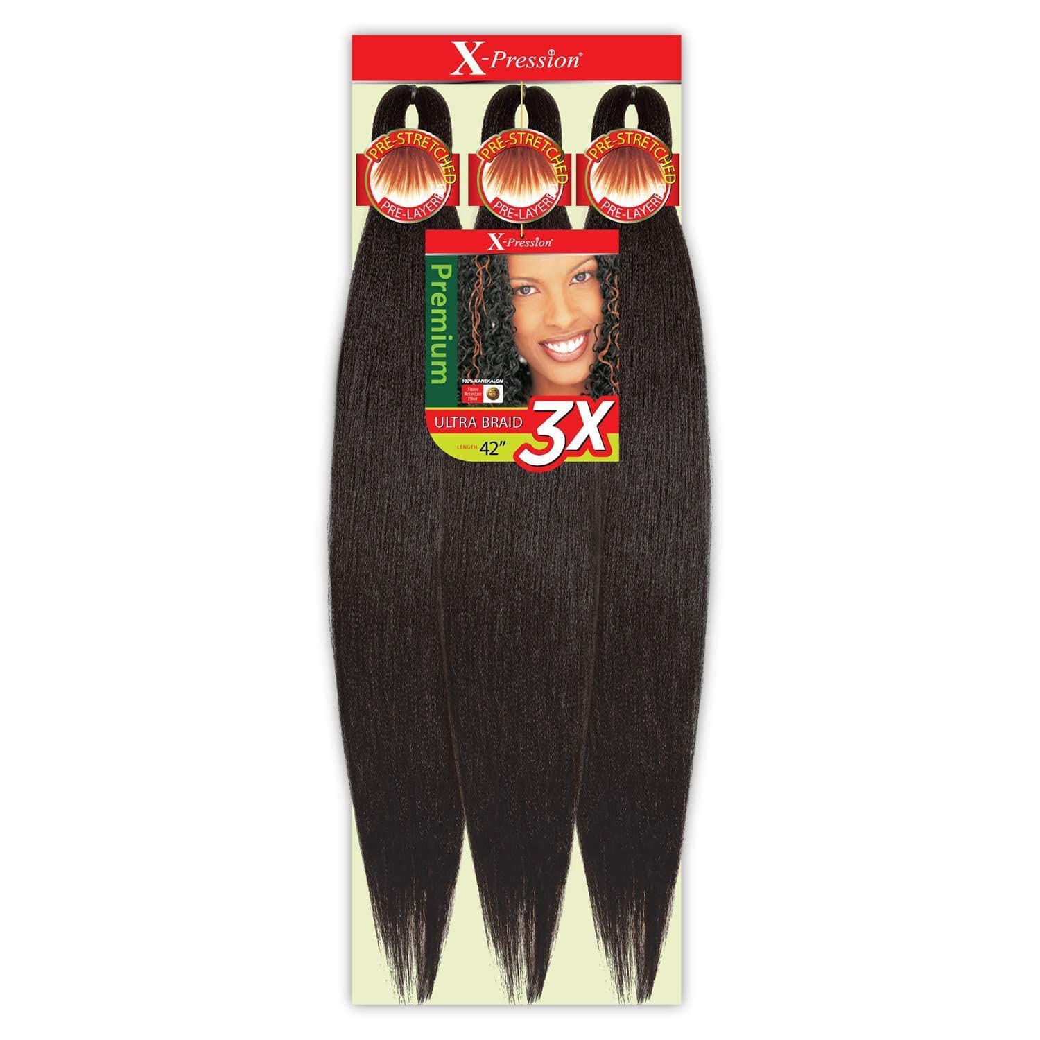 Outre Braids X-Pression Kanekaion 3X Pre Stretched Braid 42 (5-Pack, 2T1BBLU)