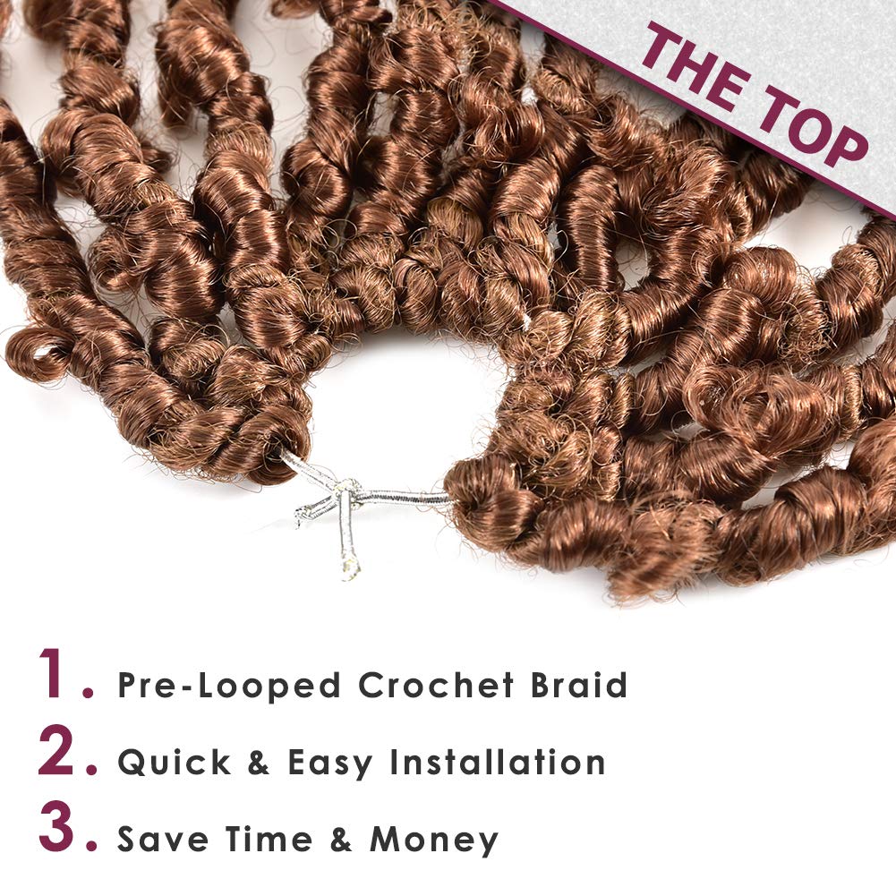Niseyo 14 Inch Butterfly Locs Crochet Hair 6 Packs color 30, Pre Looped Handmade Medium Drak Brown Distressed Faux Locs Crochet