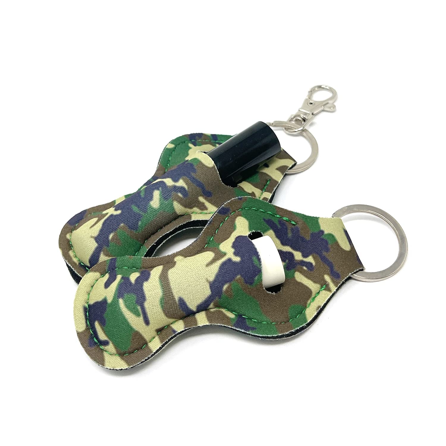 allydrew 10 Pack Chapstick Holder Keychain, Keyring for Lip Balm Lip Gloss Lipstick with 10 Pieces Metal Keyring Clasps, Camoufl