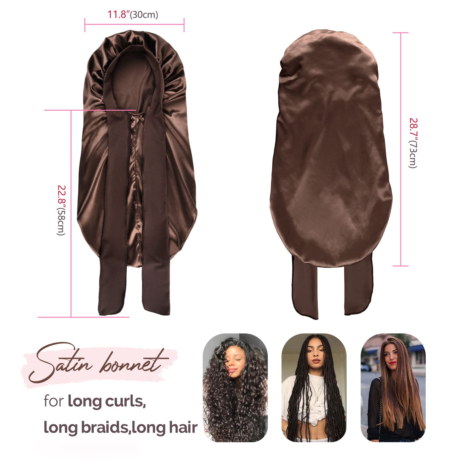 Yanibest Silk Bonnet For Sleeping Braid Bonnet For Long Hair With Tie Band Bonnet For Braids For Black Women Curly Hair Locs