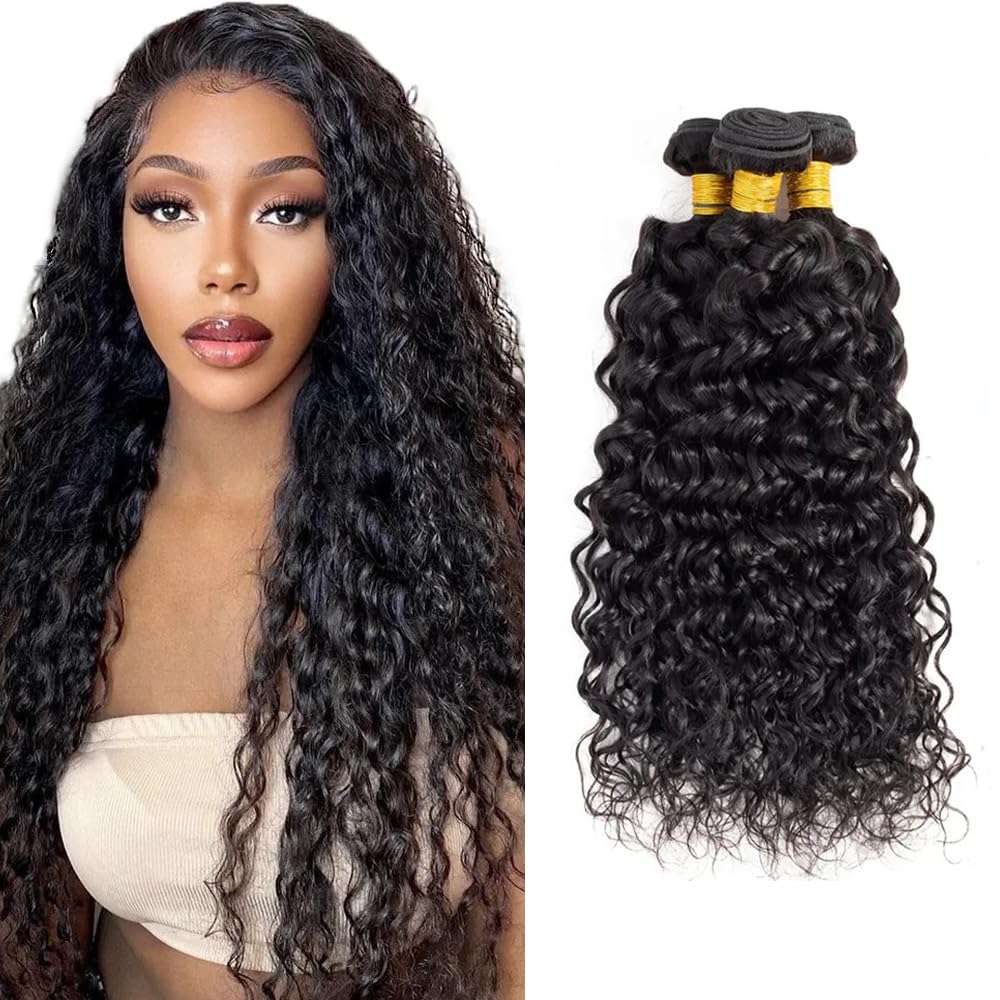 Water Wave Bundles #1B Natural Black Human Hair 3 Bundles 150G 182022