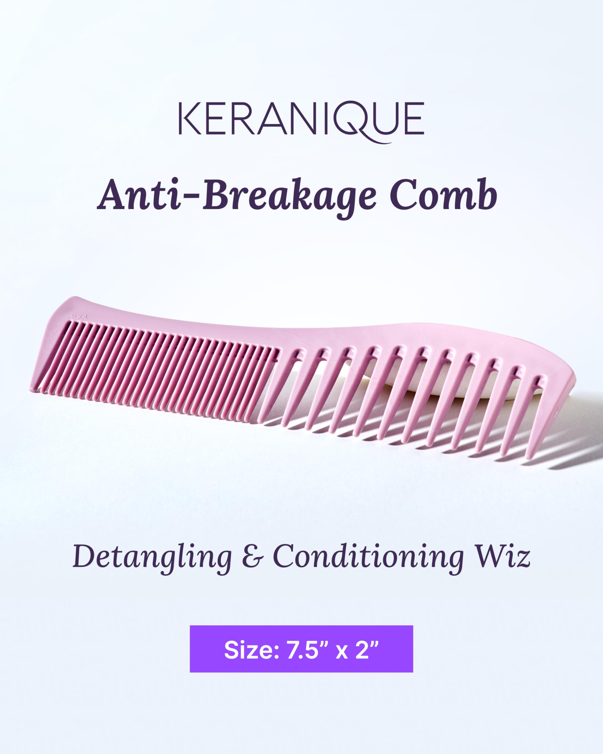 Detangling Hair Comb For Women - 2-Sided Gentle Styling Comb With Wide And Fine Teeth - Conditioning And Detangling Comb For Thi