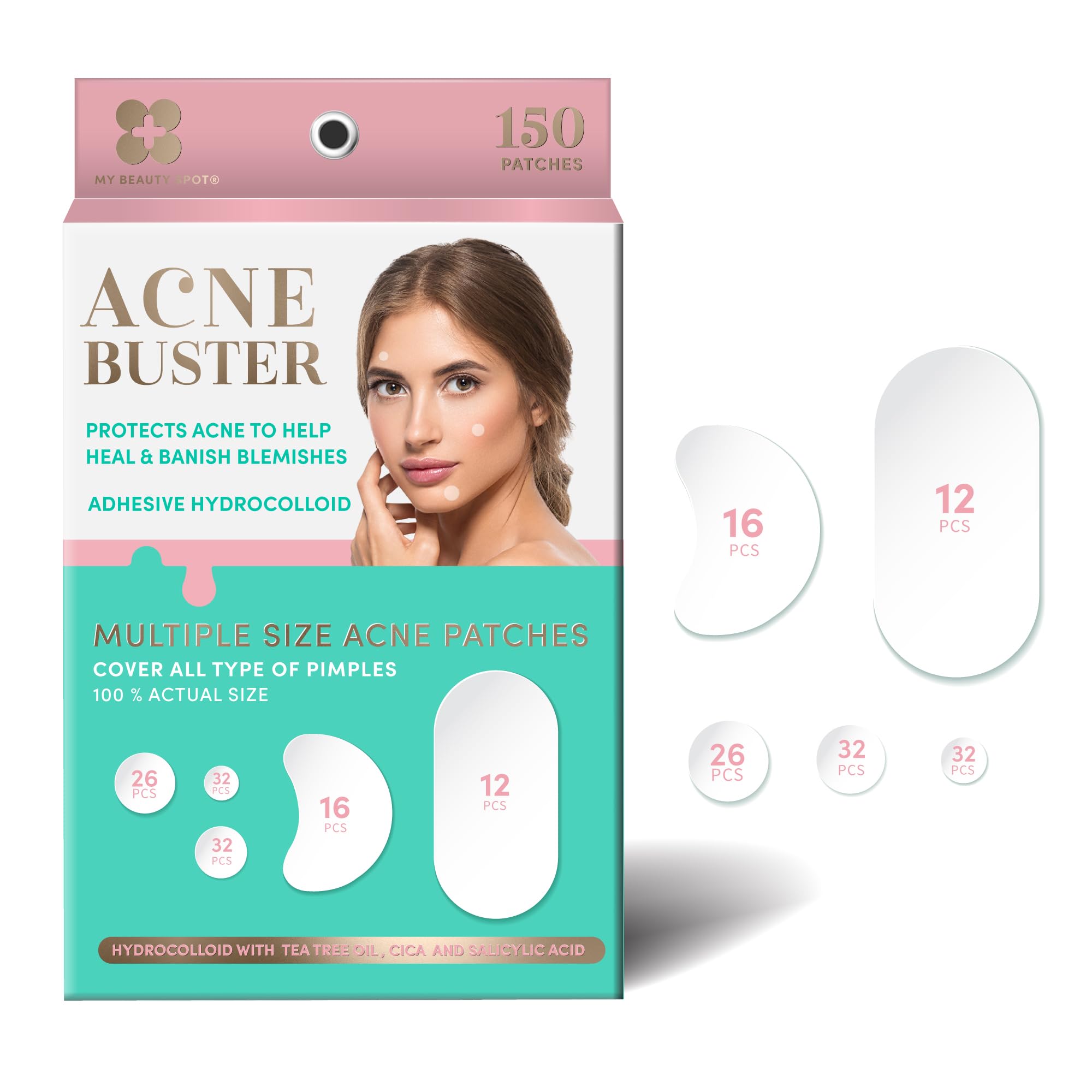 My Beauty Spot 150 Pimple Patches Multi Size Acne Patches for Face 150 Pcs with Salicylic Acid, Vitamin A and Aloe Vera - Pimple