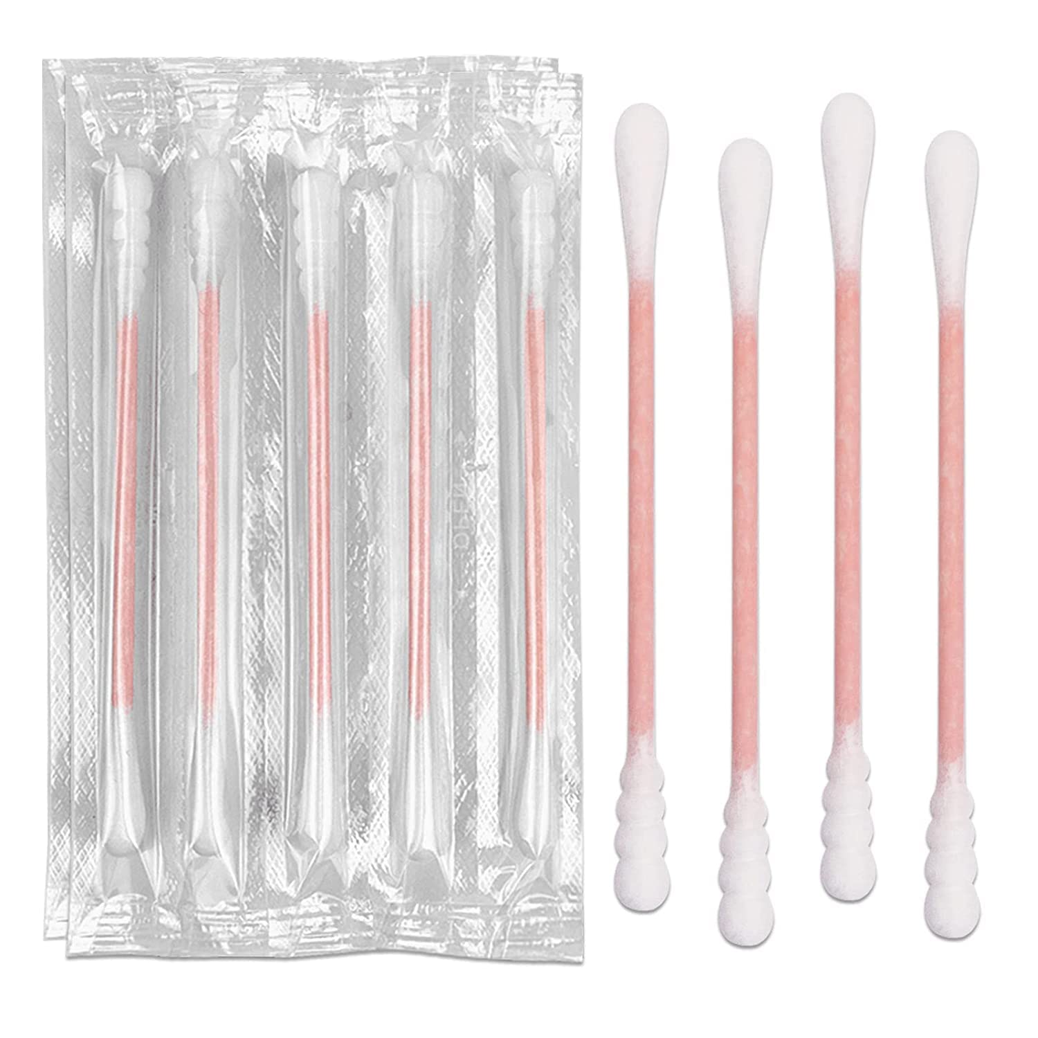500 Pack Cotton Swabs, Individually Wrapped Cotton Swab, Individually Wrapped Double Tipped Paper Sticks for Ear, Make-up(4pcs p