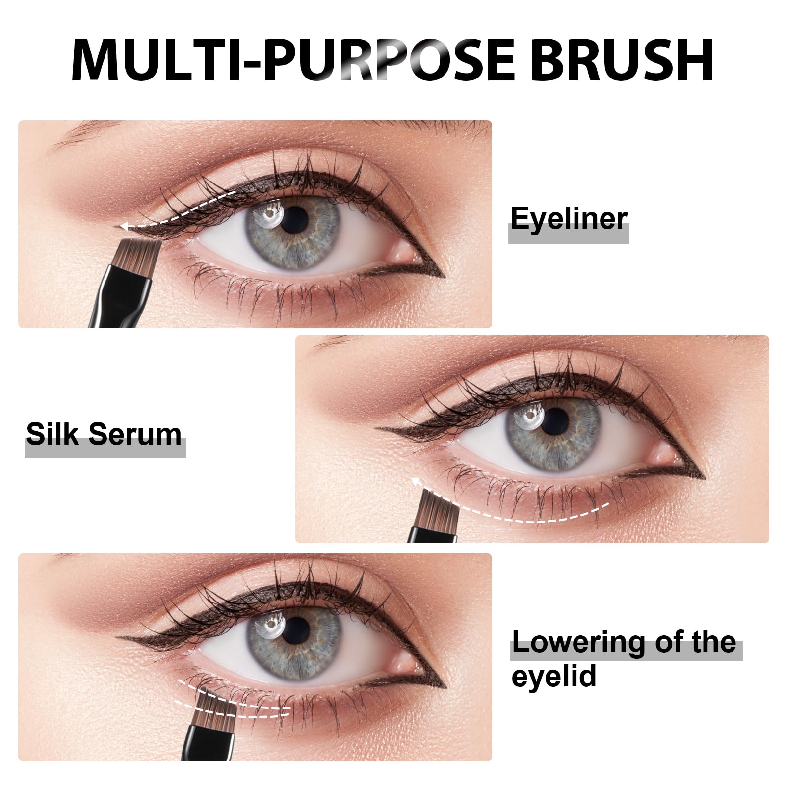 Fine Angled Eyeliner Brush Set - Ultra thin Eye Liner & Eyebrow Brush - Precision Point Eye Brow Makeup Brushes Sets for Smooth