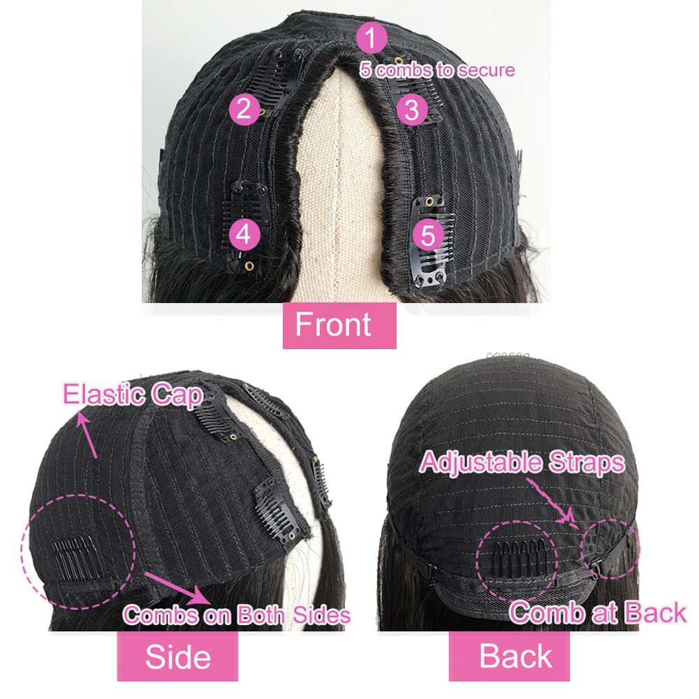 4Girl4Ever V Part Wig Body Wave Human Hair Brazilian Virgin Human Hair Wigs Glueless Upgrade U Part Wigs For Black Women V Shape