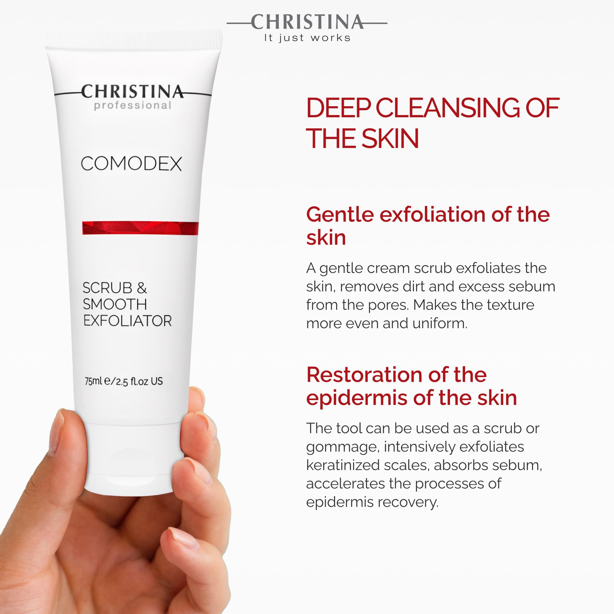 Christina Comodex Scrub & Smooth Face Exfoliator | Fights Oiliness, Visible Pores and Dark Spots | Exfoliate for face Removes Di