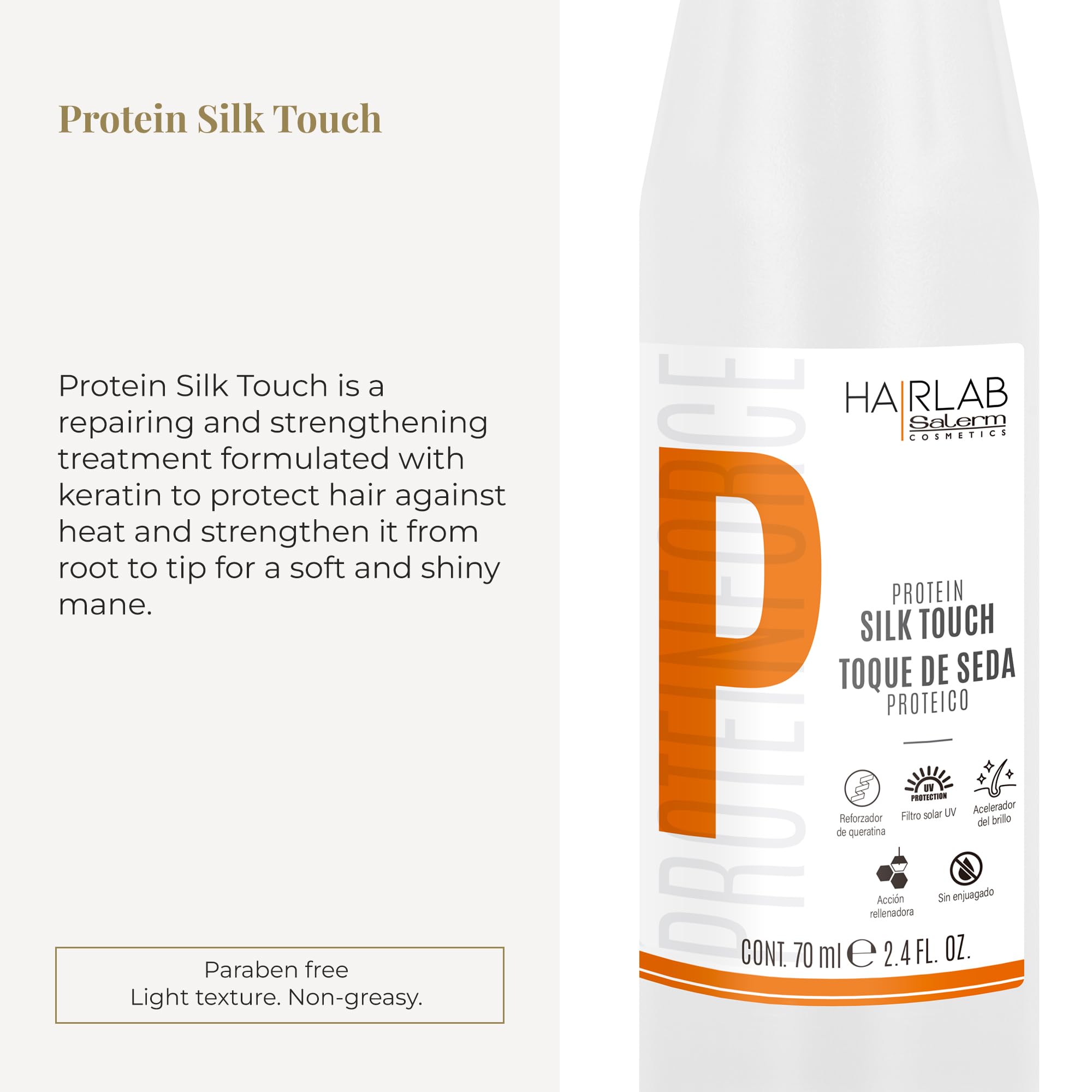 SALERM - Damaged Hair Repair Treatment - Silk Protein Touch - 70 ml - With Keratin - Protects Hair from Heat - Adds Shine and So