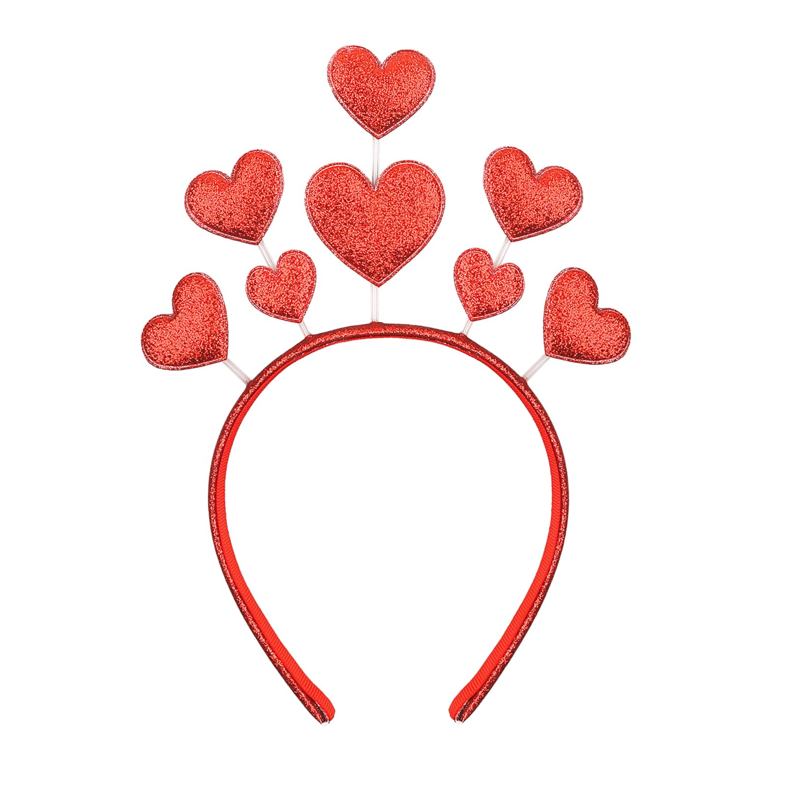 Mangoit Heart Headbands for Women Sparkly Heart Head Boppers Glitter Heart Hair Hoop Hairband Valentine's Day Party Props Cupid 