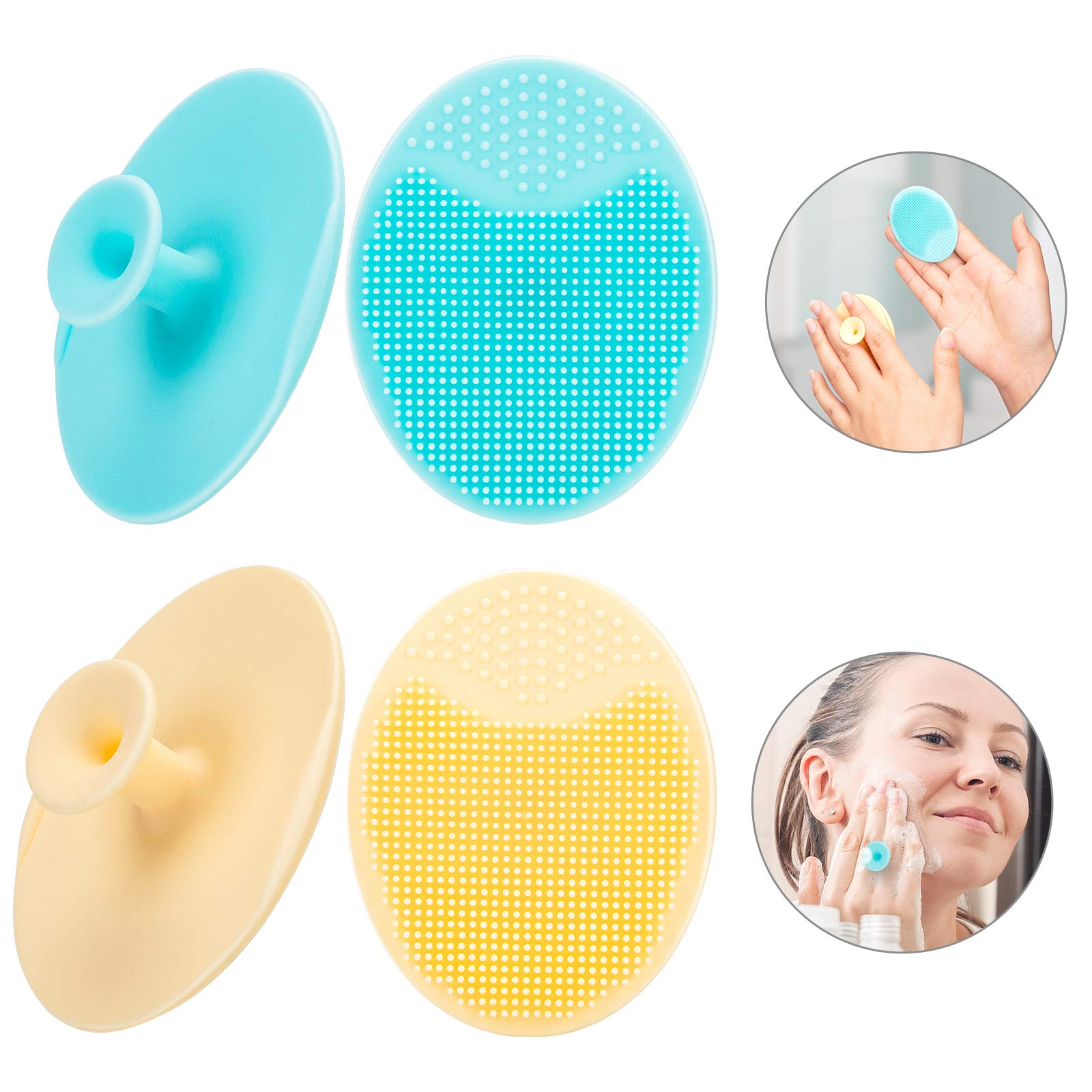 4 Pack Face Scrubber,Jexcull Soft Silicone Facial Cleansing Brush Face Exfoliator Blackhead Acne Pore Pad Cradle Cap Face Wash B
