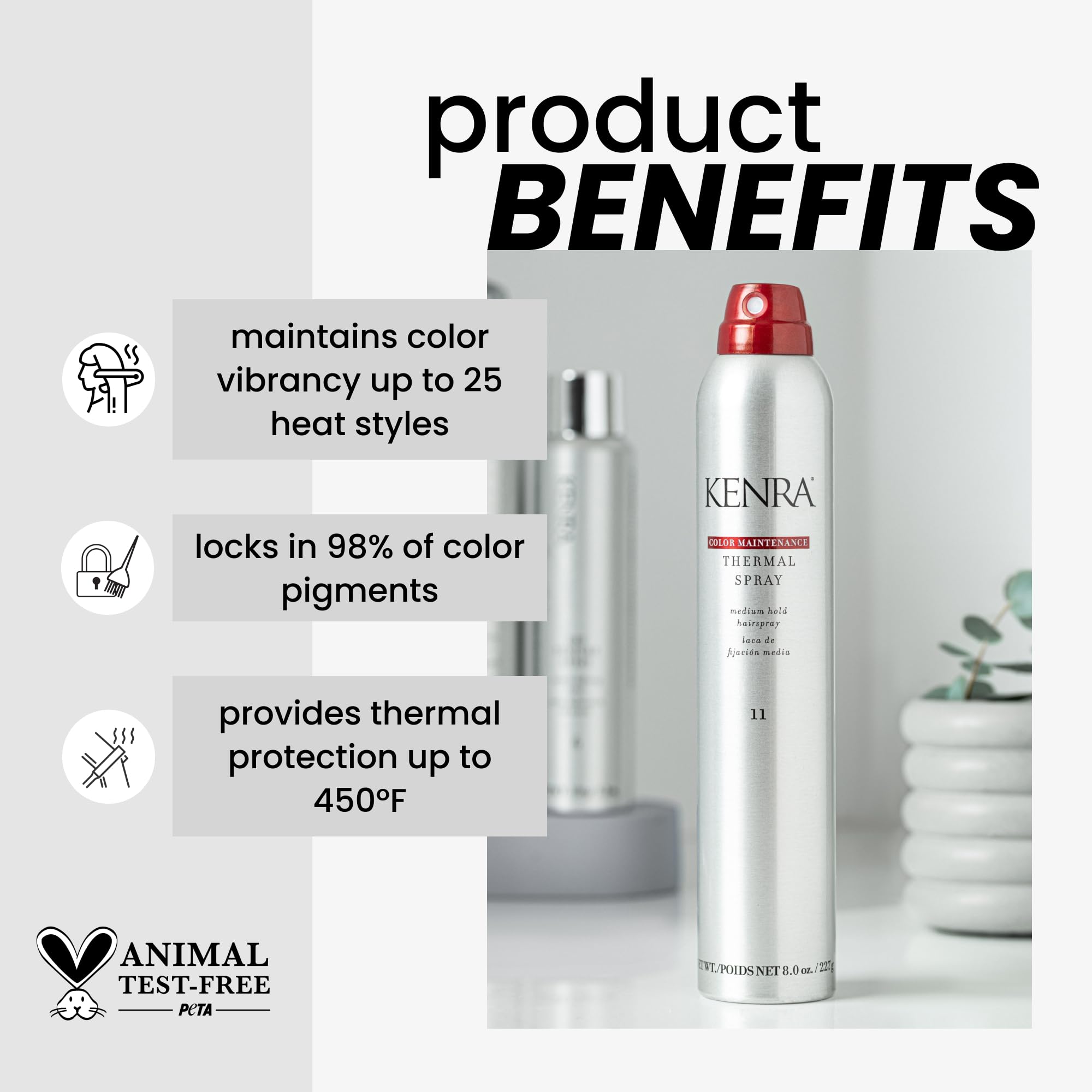 Kenra Color Maintenance Thermal Spray 11 | Color Protection Hairspray | All Hair Types | 8 Oz (Pack Of 1)
