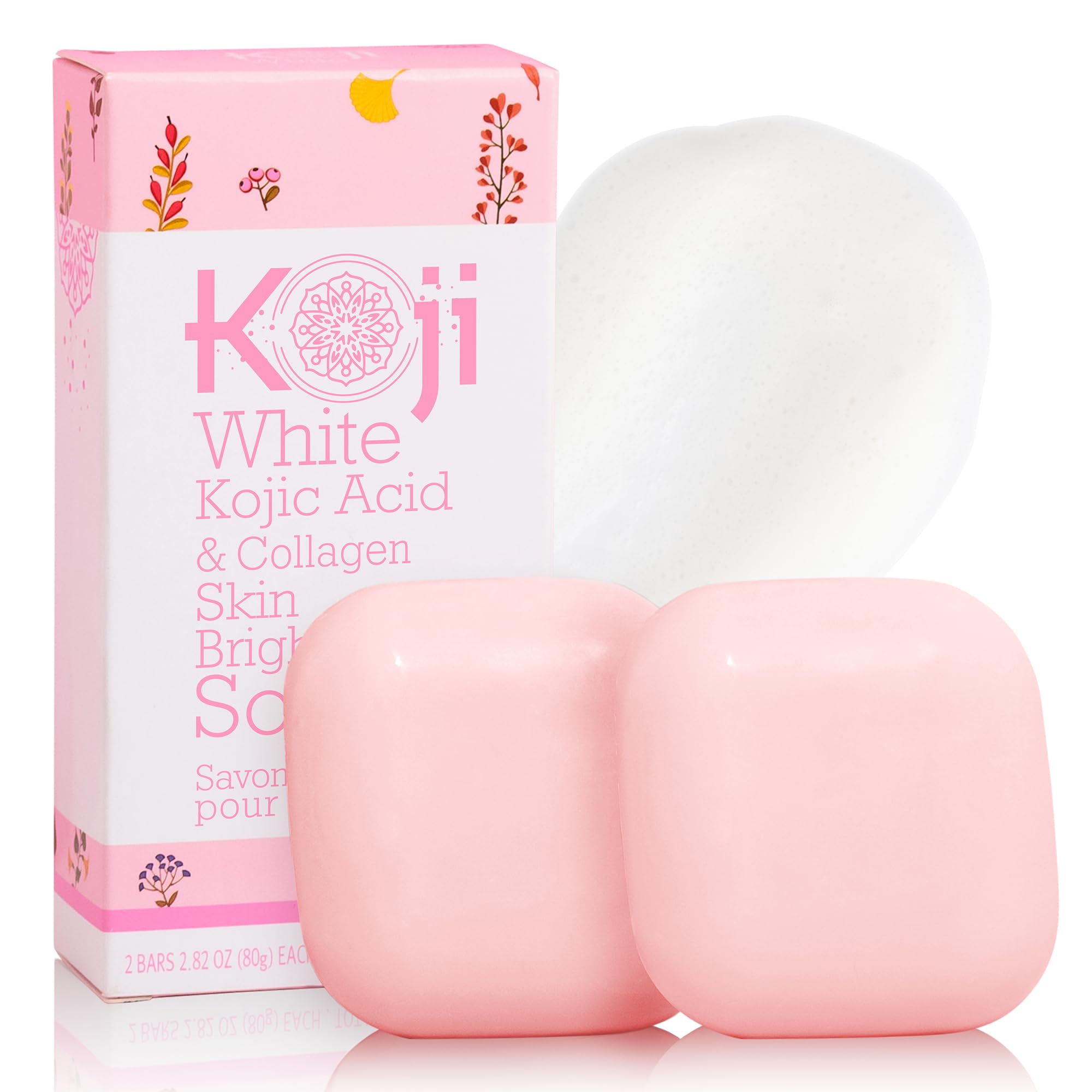Koji White Kojic Acid & Collagen Skin Brightening Soap For Face Dark Spot & Natural Glowing Skin - Daily Moisturizer, Acne Scars