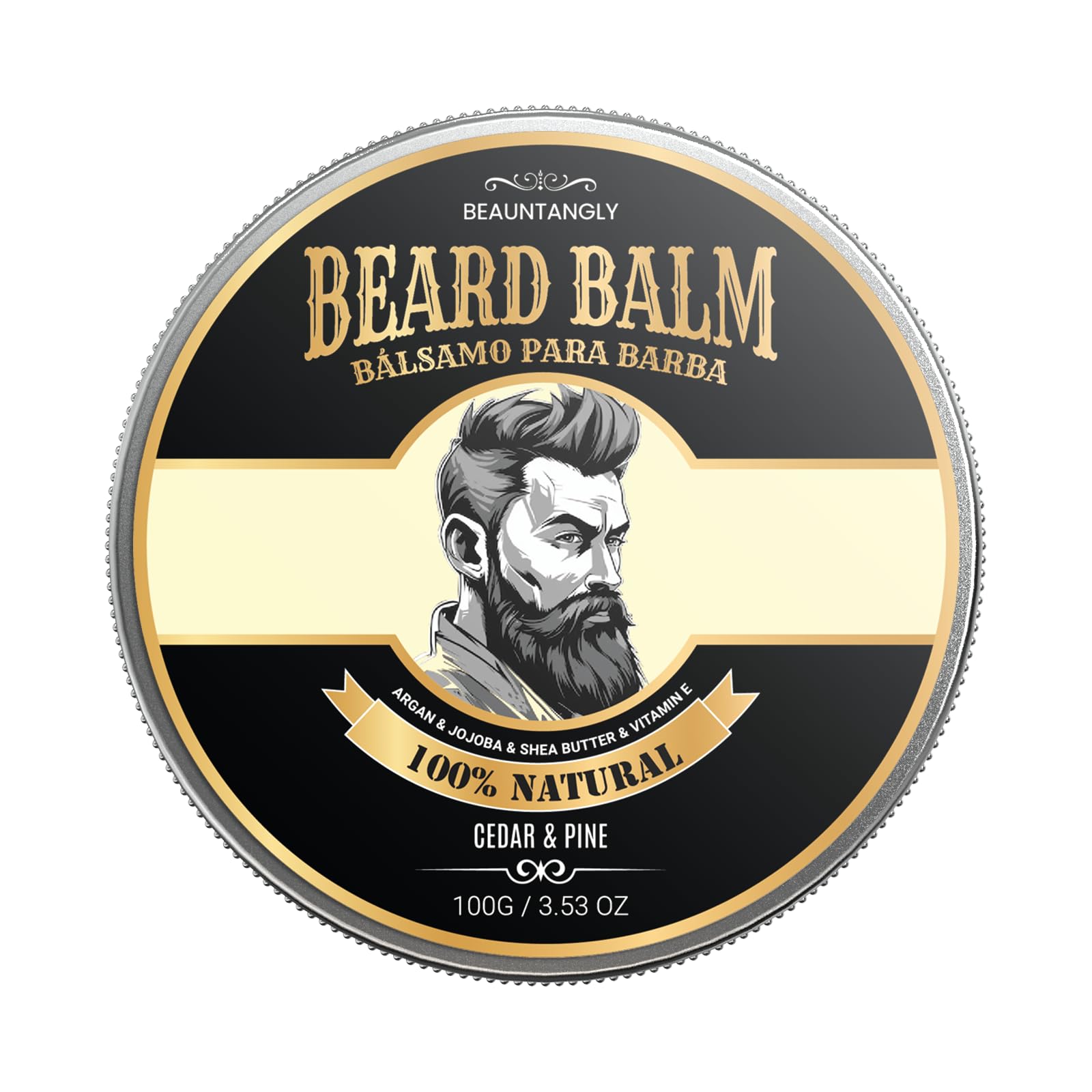 Beard Balm for Men, 100% Natural with Shea Butter, Argan Oil, Jojoba Oil, Vitamin E  3.53OZ Conditioner Softener Moisturizer, C