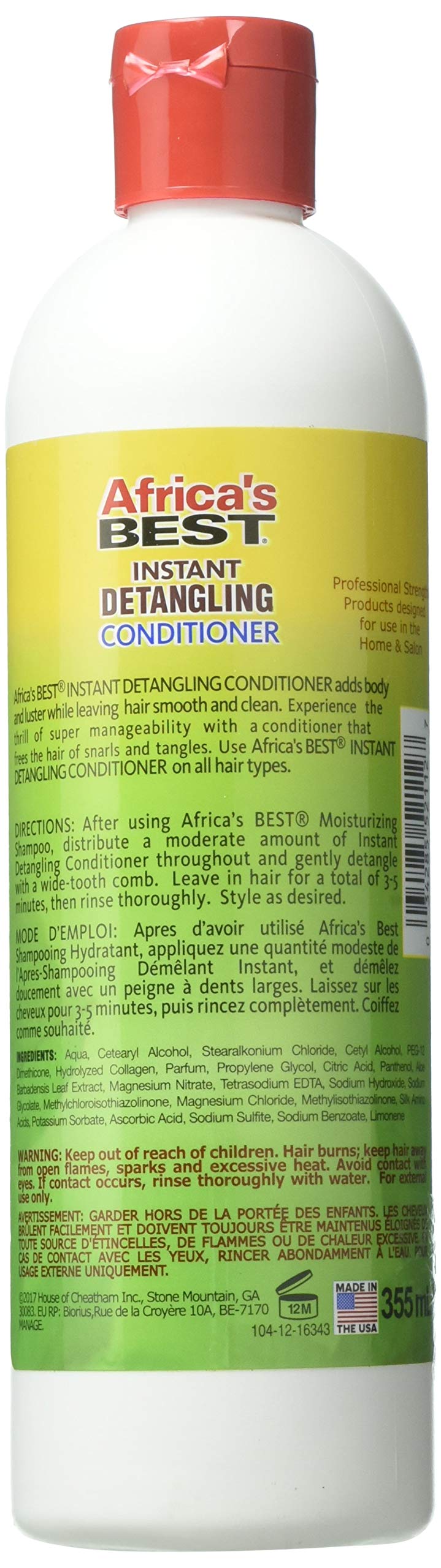 AFRICA'S BEST Instant Detangling Conditioner, 12 Oz, Brown, 1-104-12-1200