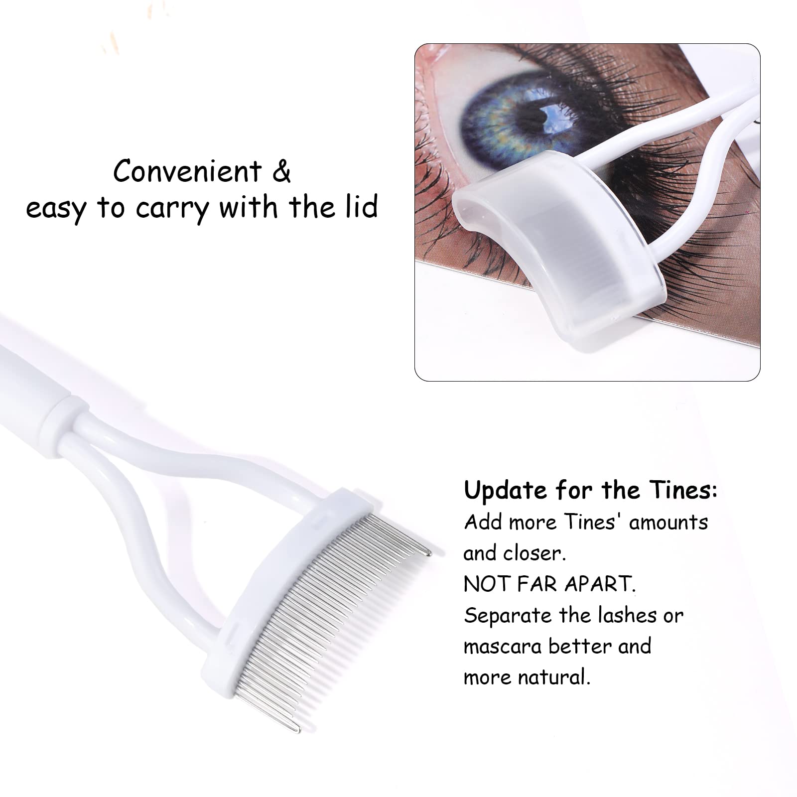 Eyelash Comb MSQ Eyelash Separator Mascara Applicator Eyelash Definer With Comb Cover Arc Designed Cosmetic Brushes Tool White (