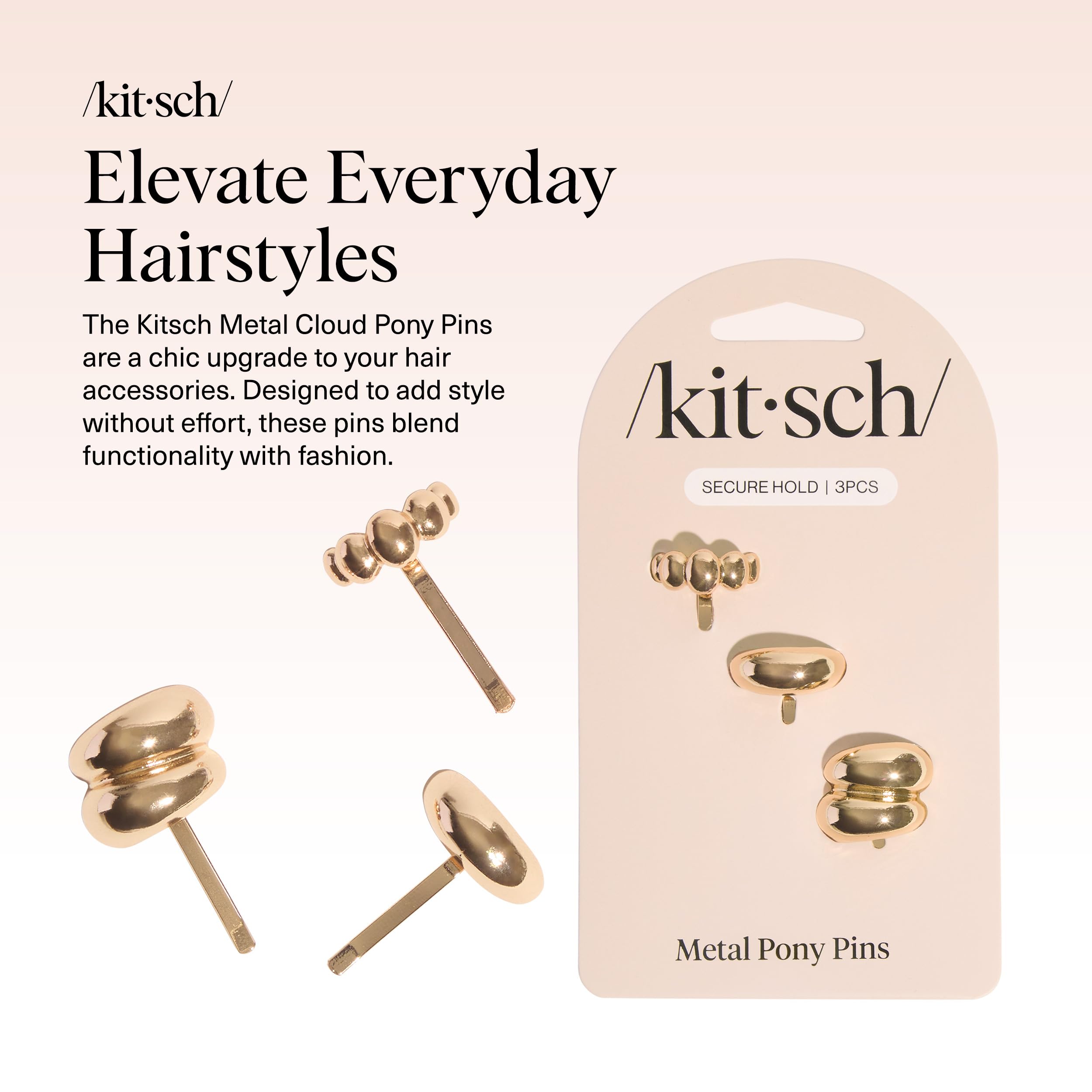 Kitsch Gold Hair Jewelry for Braids - Lightweight Metal Hair Pins for Women - Stackable Gold Hair Accessories for Everyday or Sp